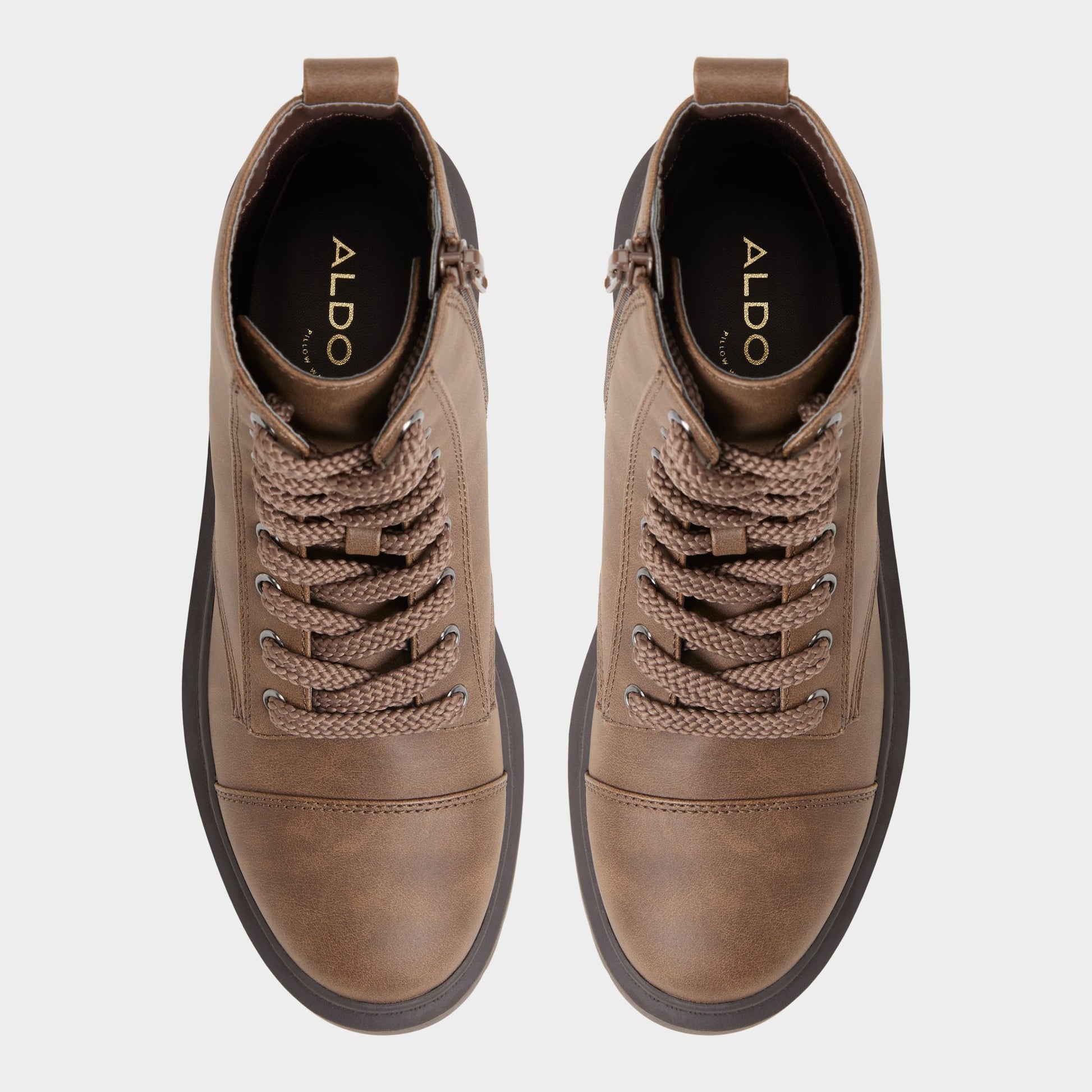 Top-down view of the Medium Brown Goer Combat ankle boot
