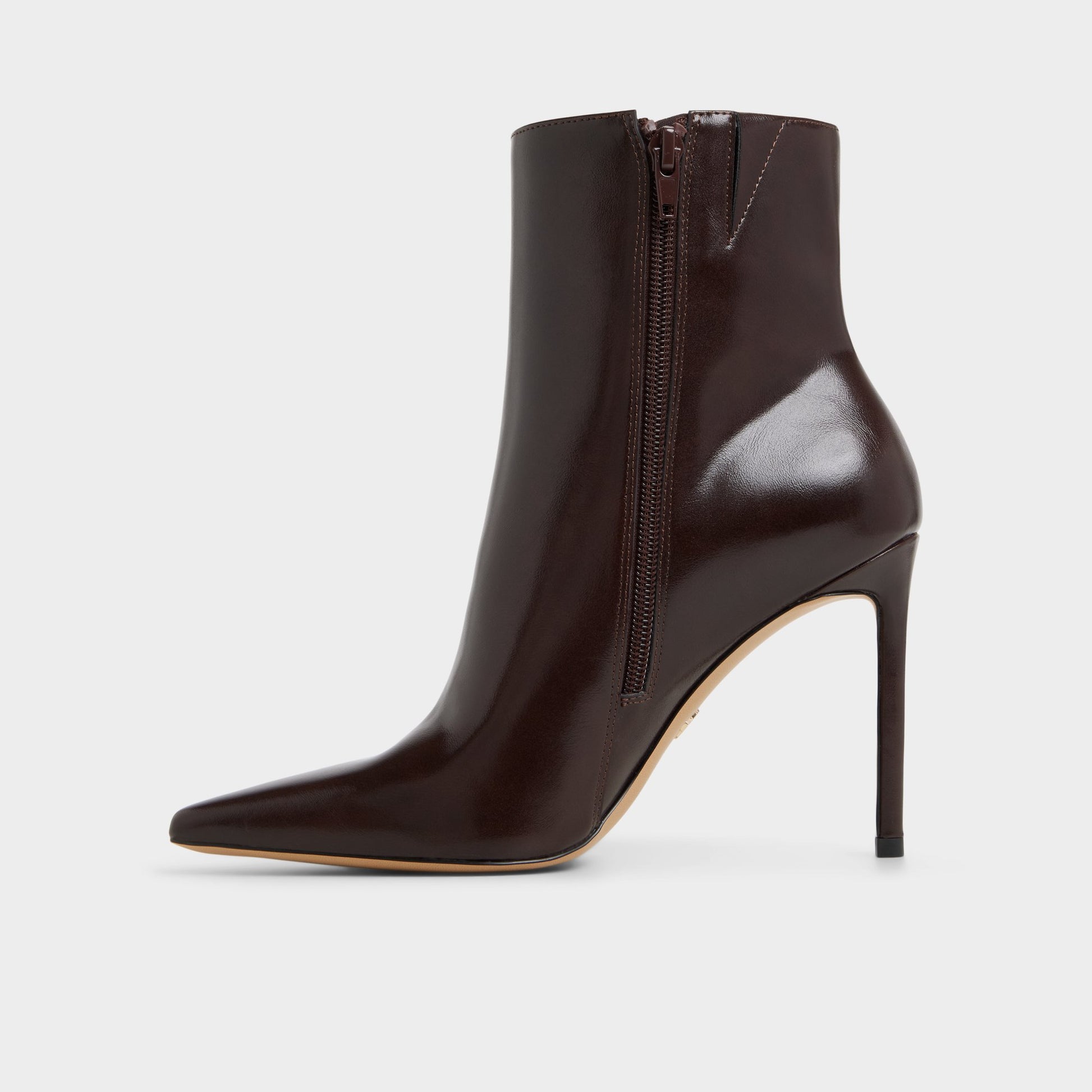 Side view of Dark brown Guavaberry Ankle boot