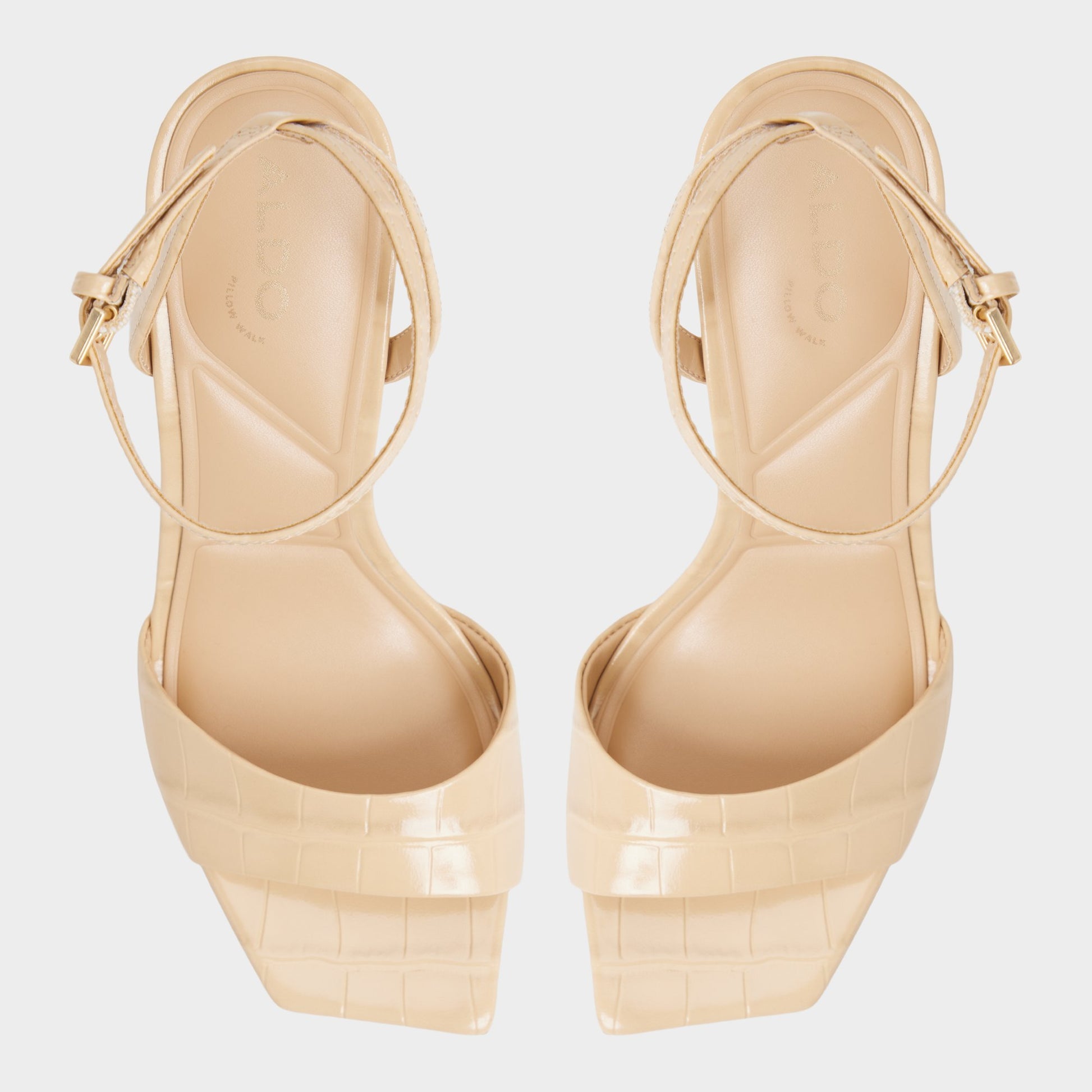 Top-down view of the Medium Beige Harmonious Strappy heeled sandal