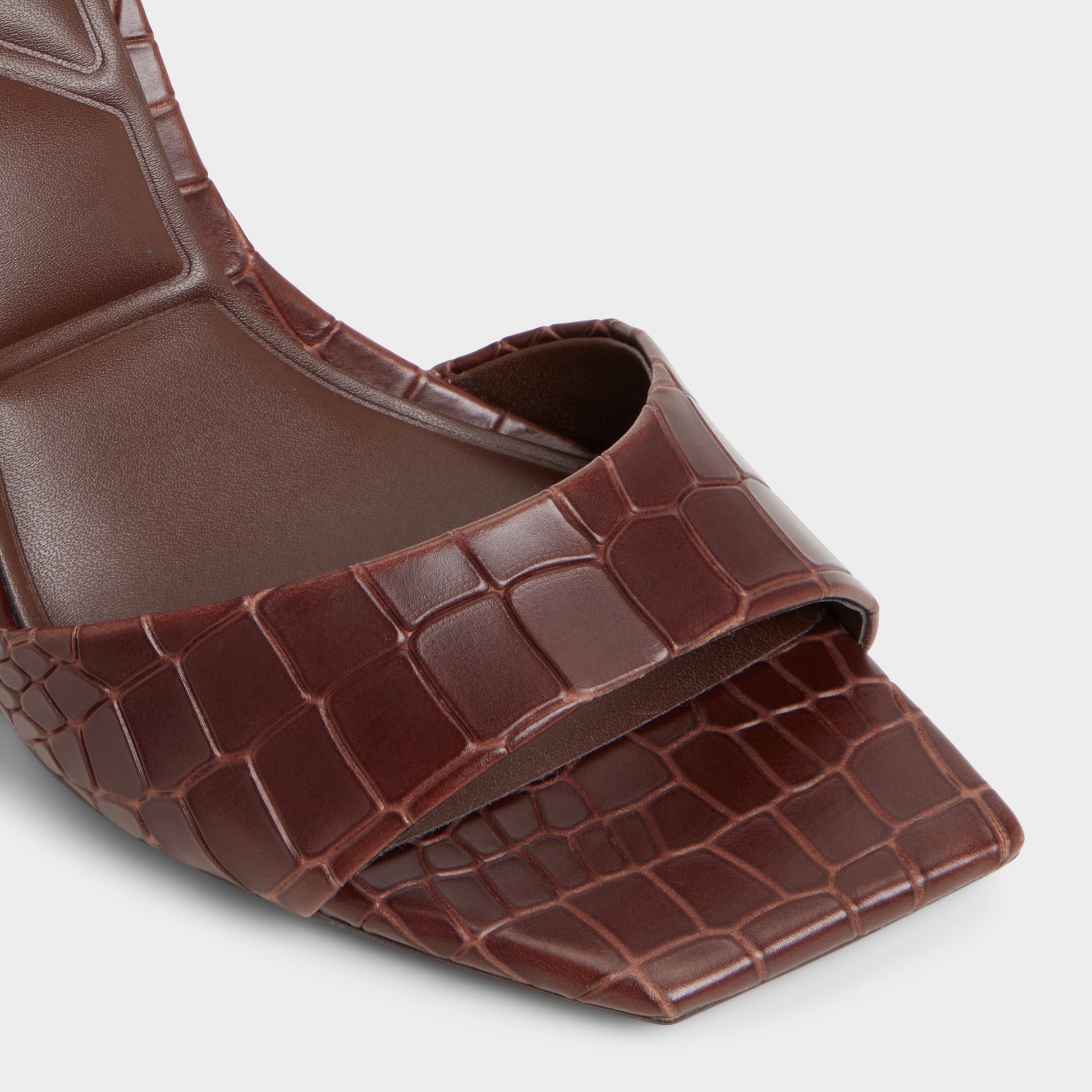 Close-up of the Dark Brown Harmonious Strappy heeled sandal