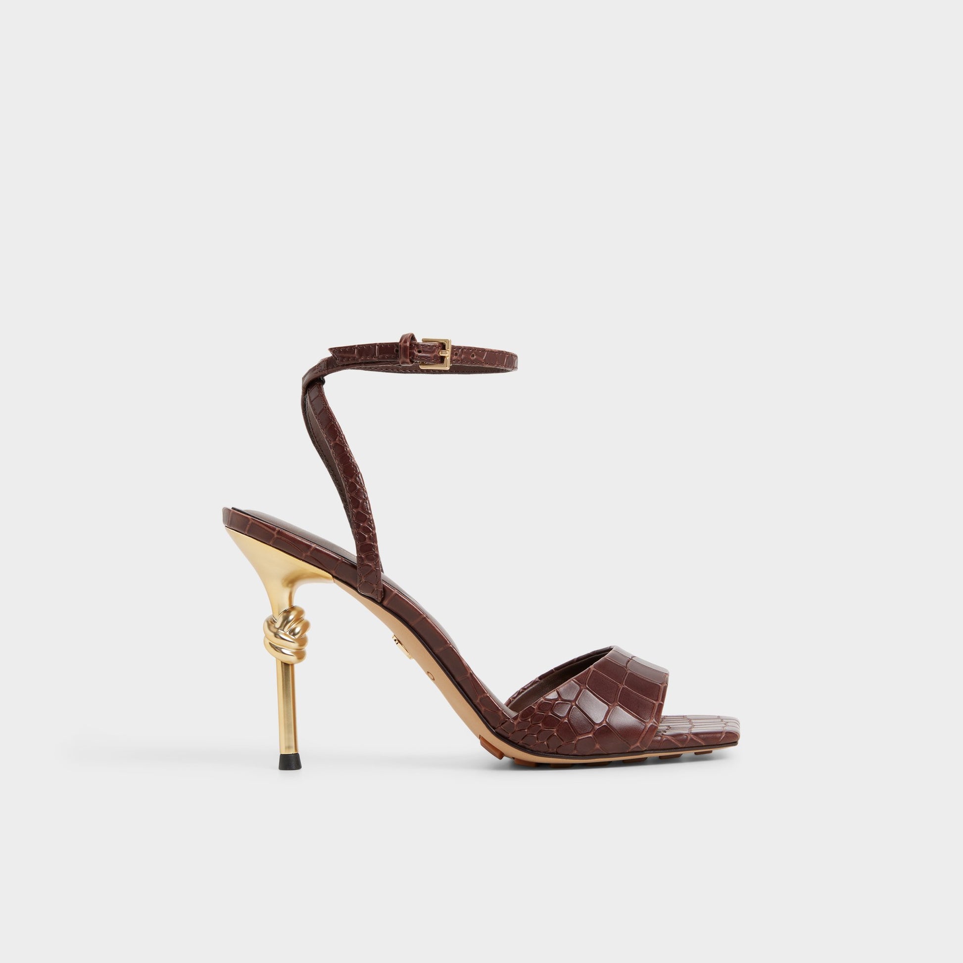 Main View of Dark Brown Harmonious Strappy heeled sandal for Womens