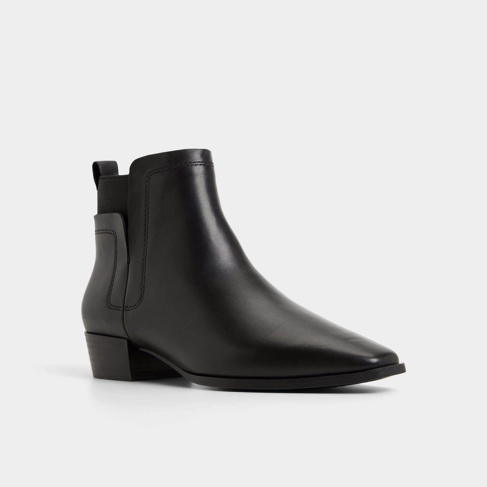 Three-quarter angle of Black Raneldar Chelsea boot's front side