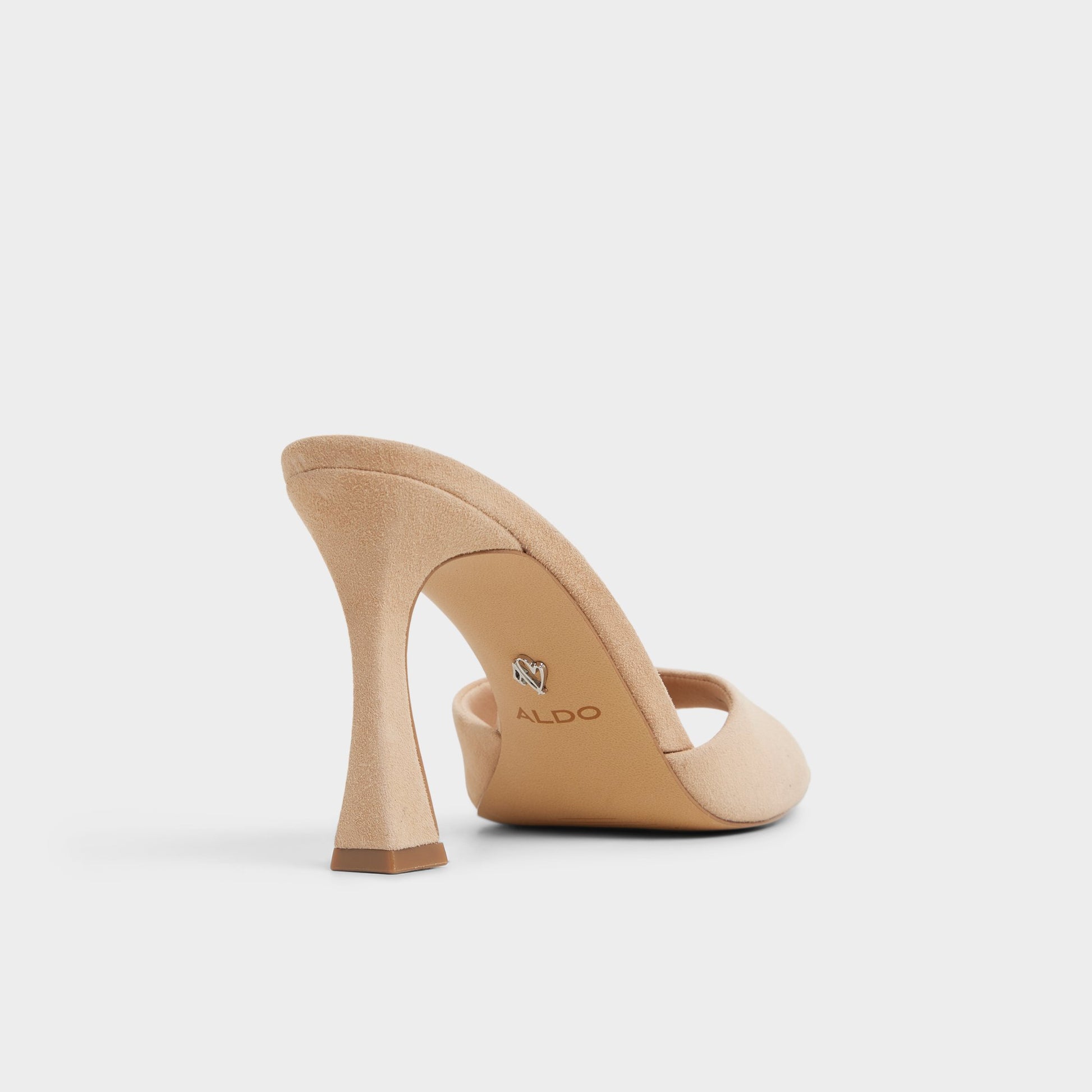 Three-quarter angle of Medium Beige Jennifer Heeled mule's back side