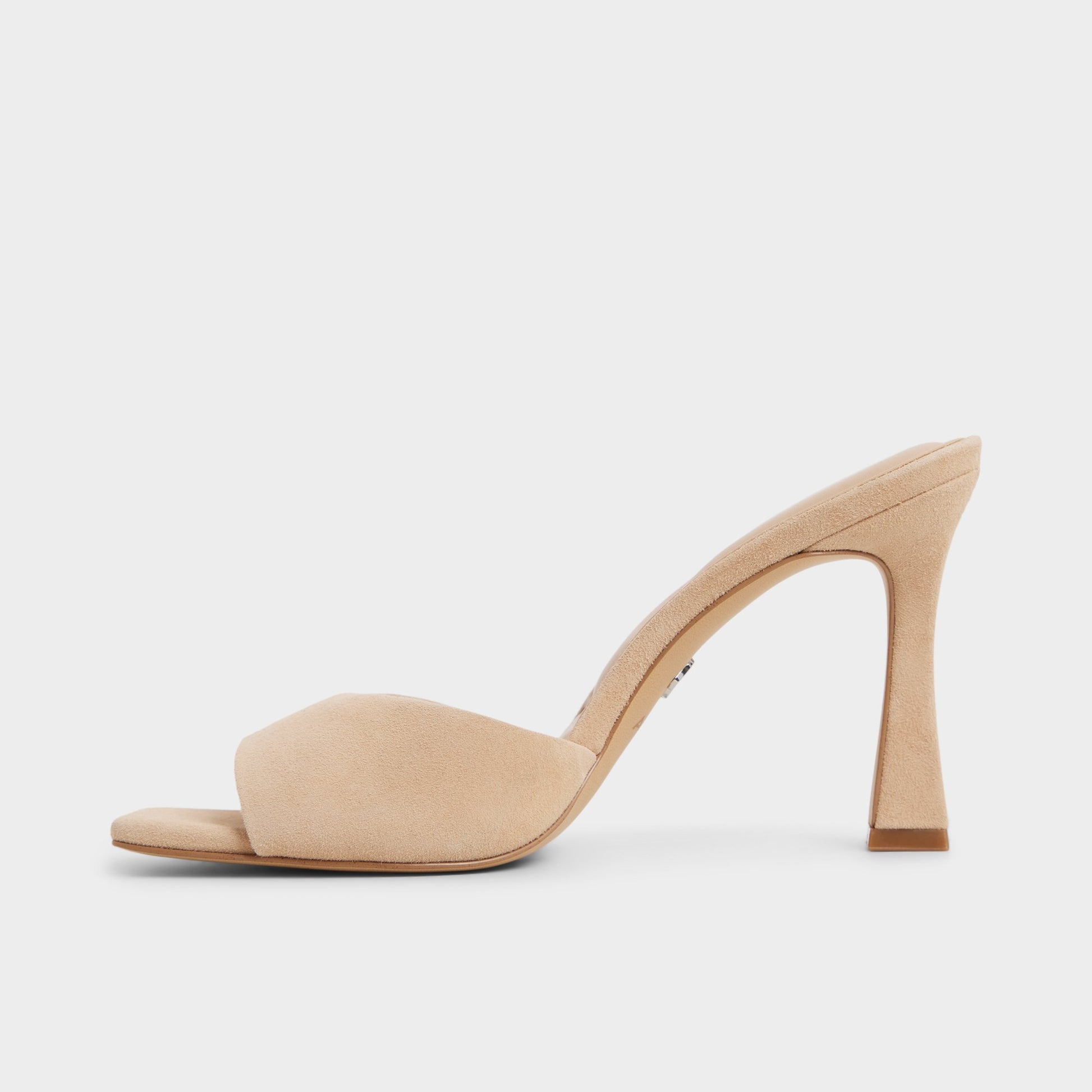 Side view of Medium Beige Jennifer Heeled mule