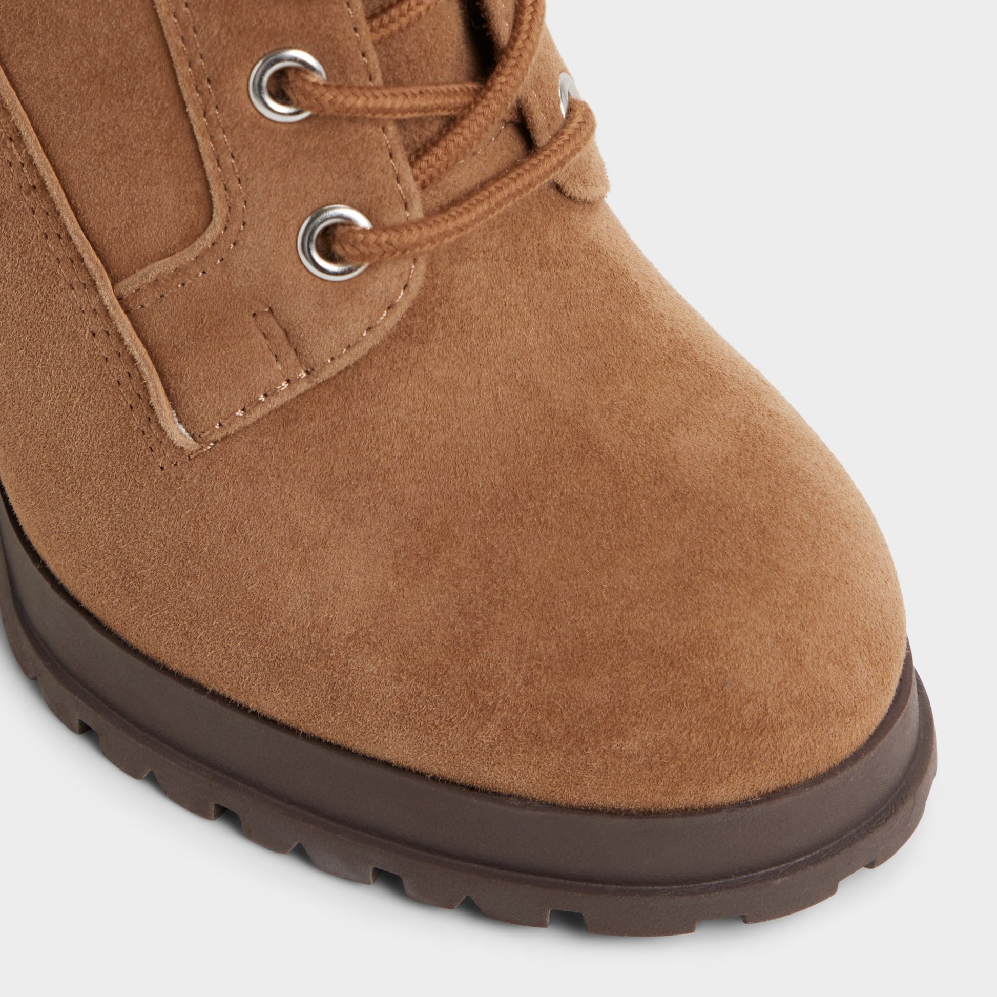 Close-up of the Light Brown Rebelliously Combat ankle boot