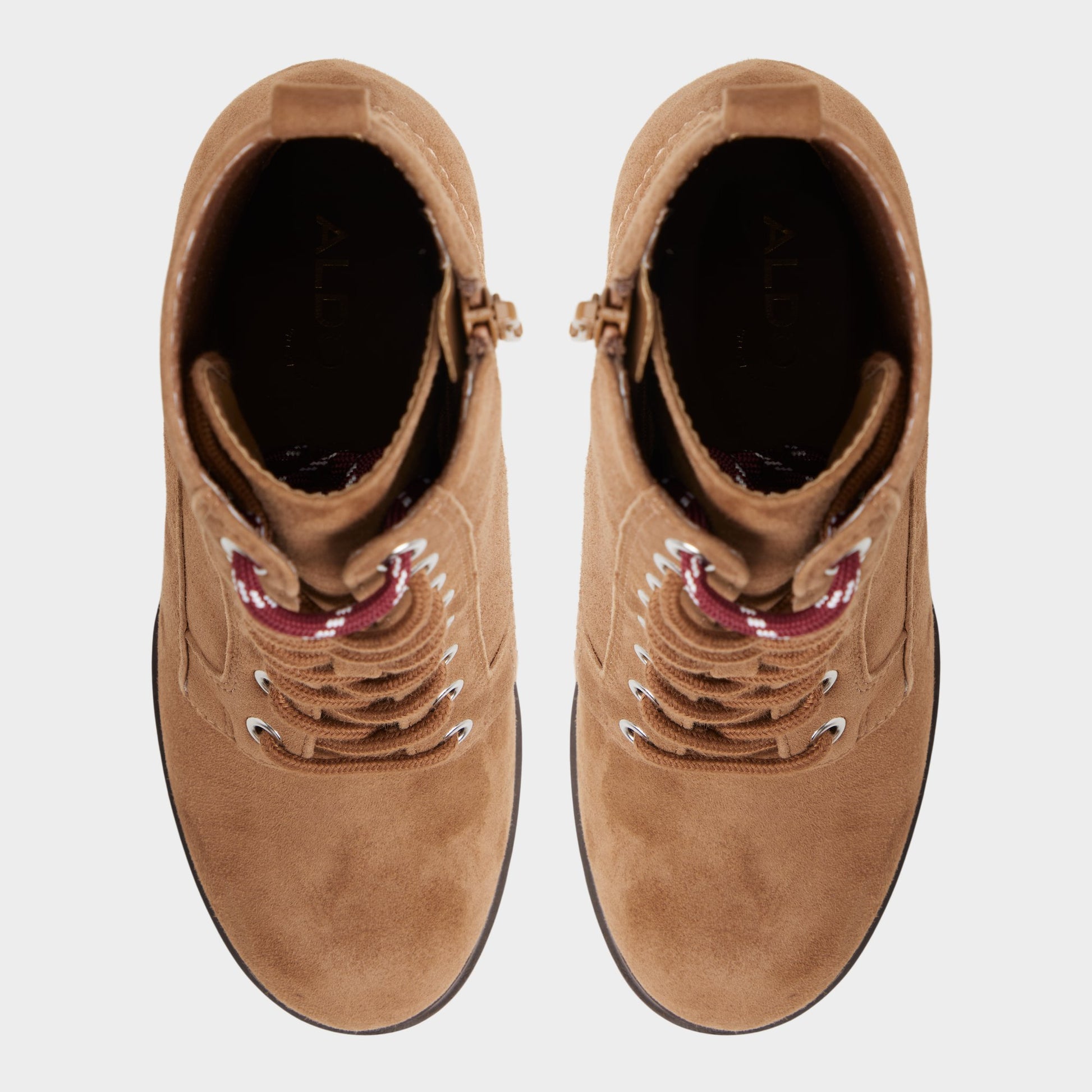 Top-down view of the Light Brown Rebelliously Combat ankle boot