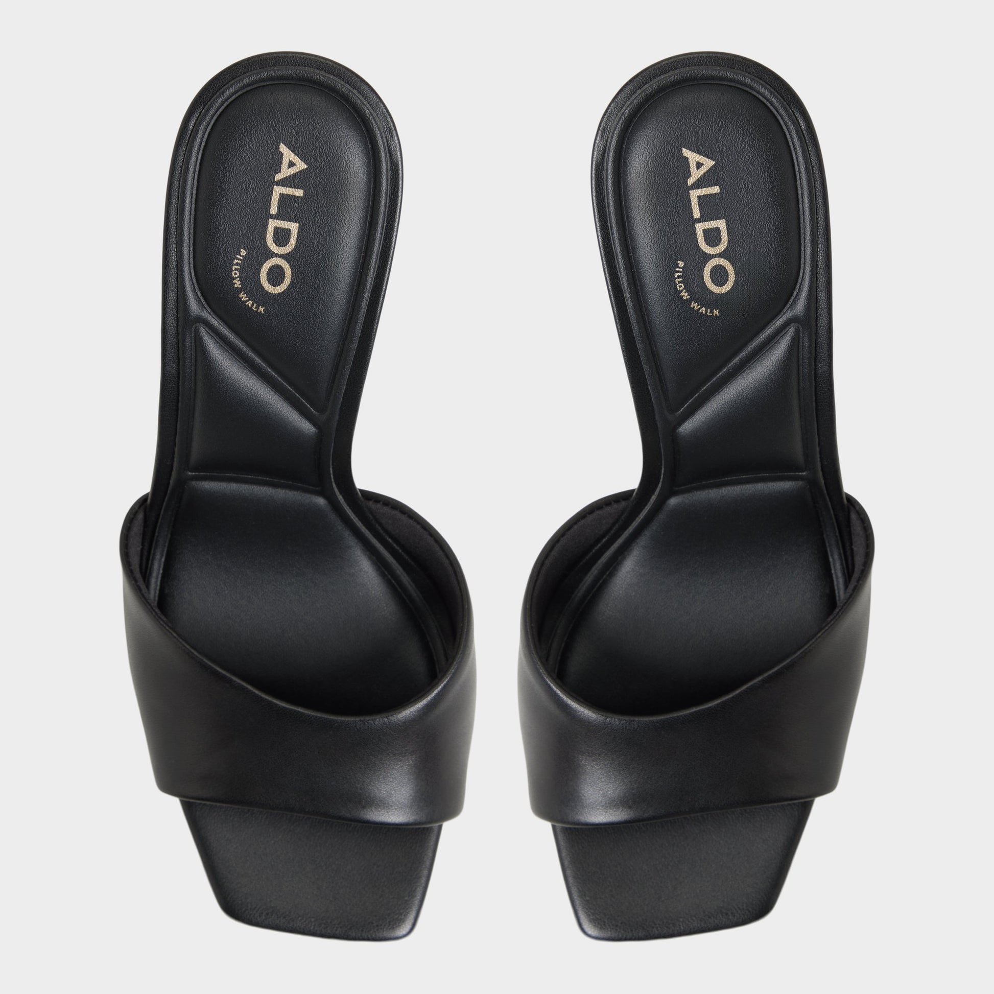 Top-down view of the Black Jennifer Heeled mule