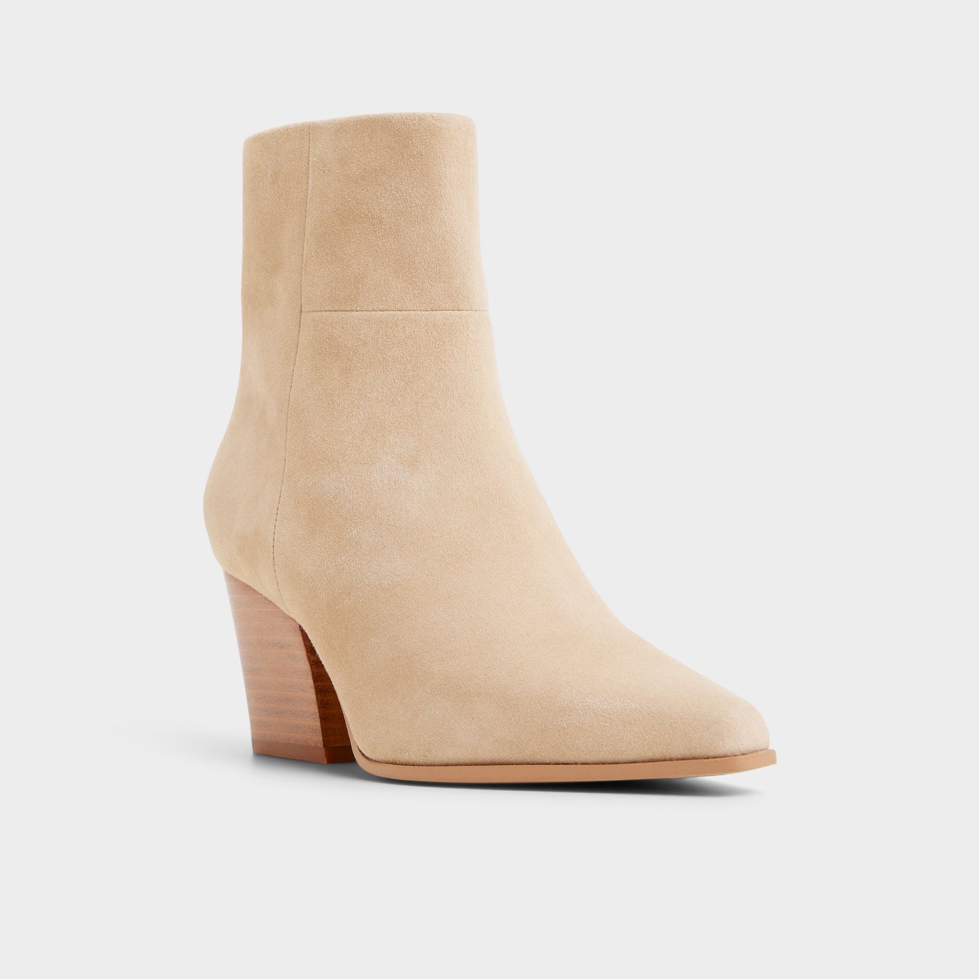 Three-quarter angle of Light Beige Shanah Ankle boot's front side