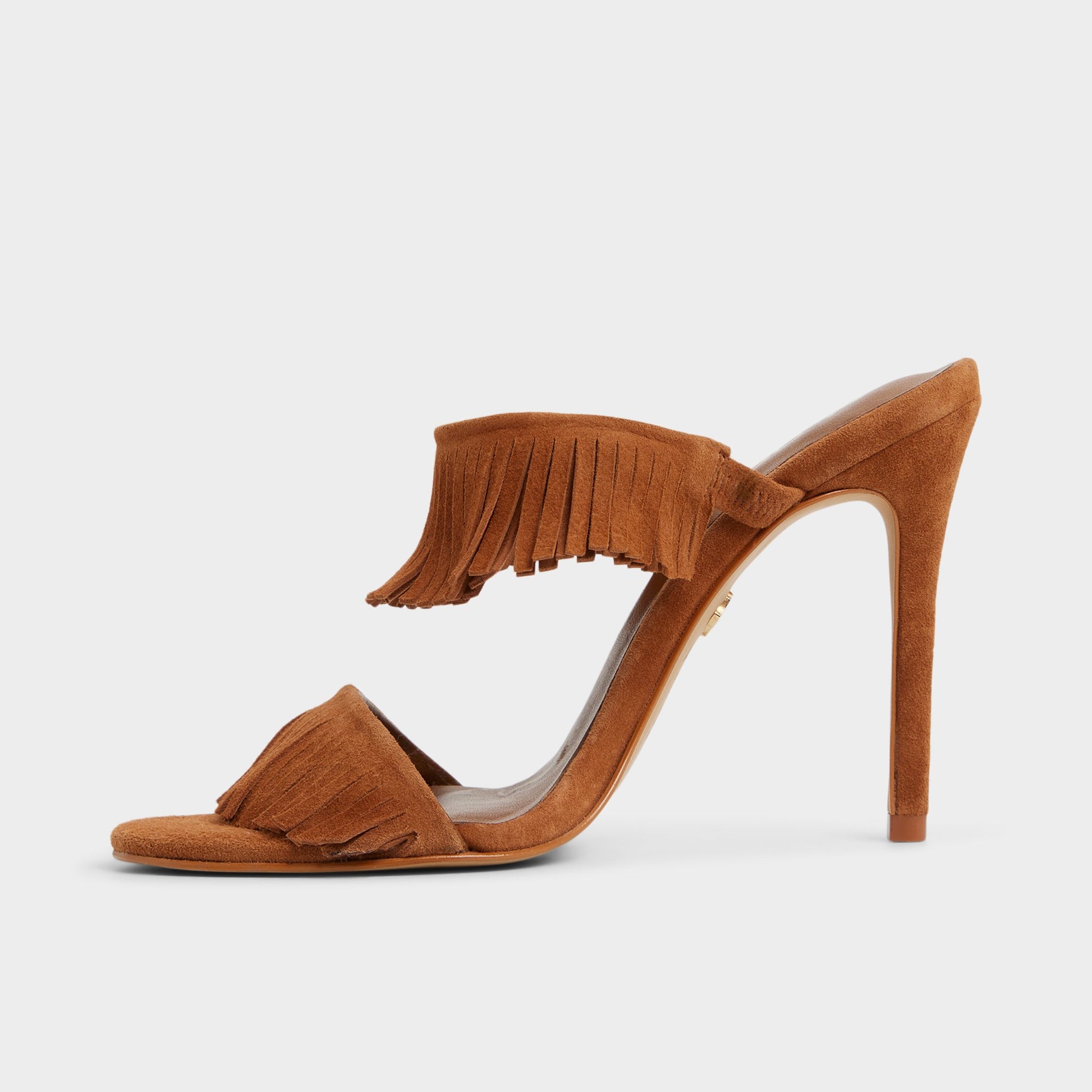Side view of Medium Brown Nahanie Heeled mule
