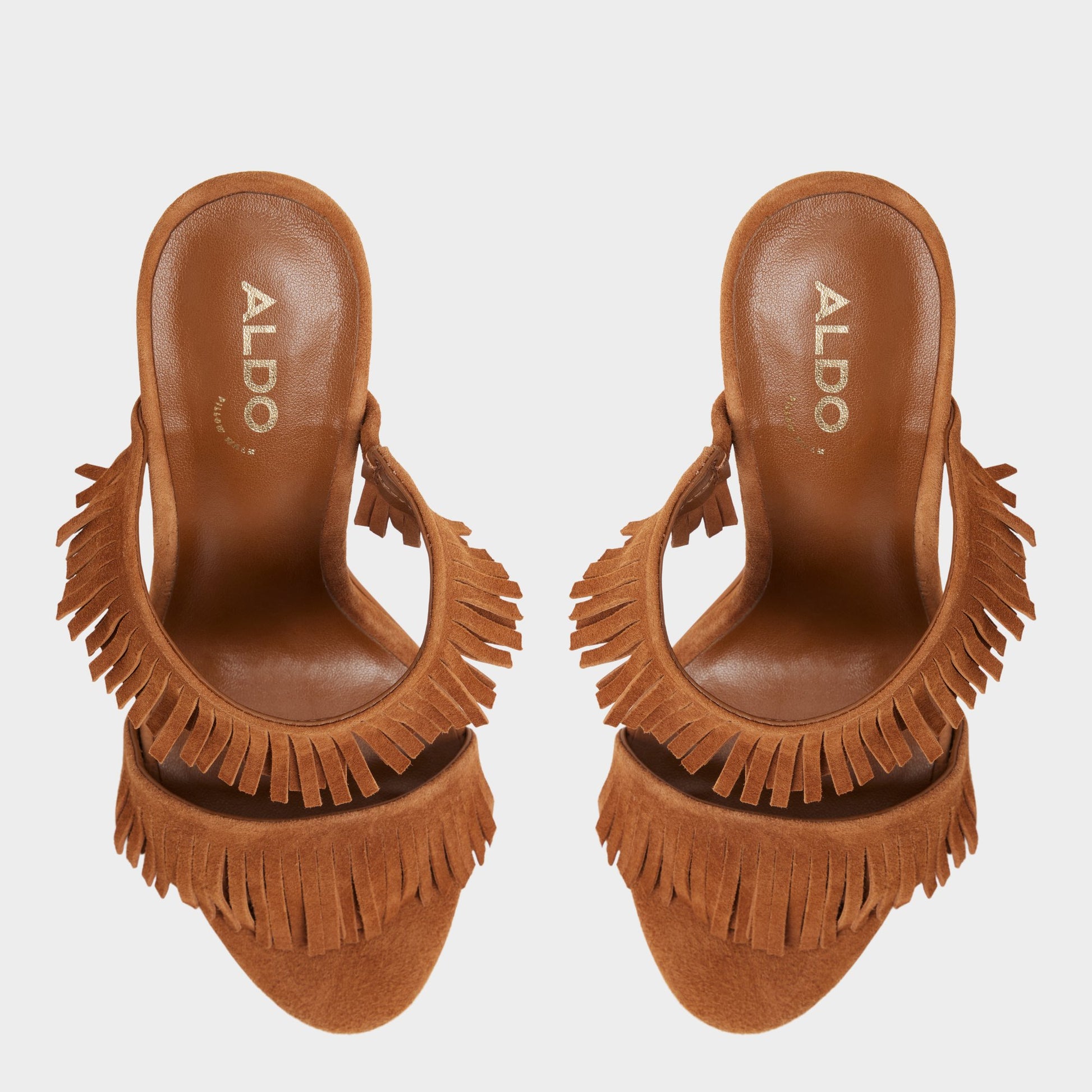Top-down view of the Medium Brown Nahanie Heeled mule