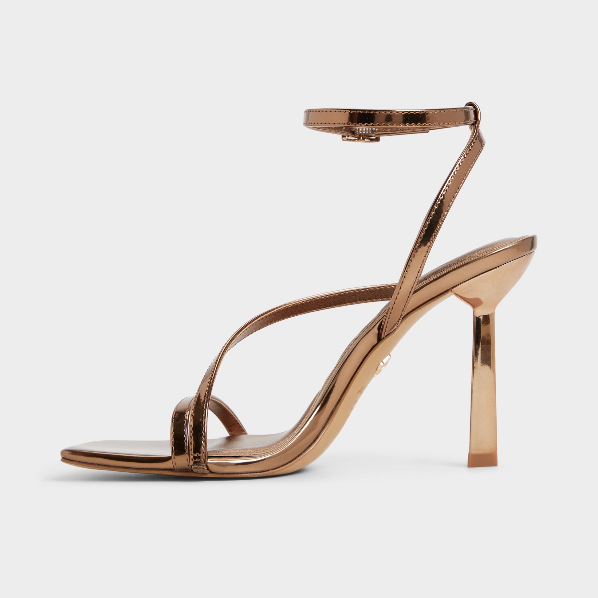 Side view of Bronze Scintilla Heeled sandal