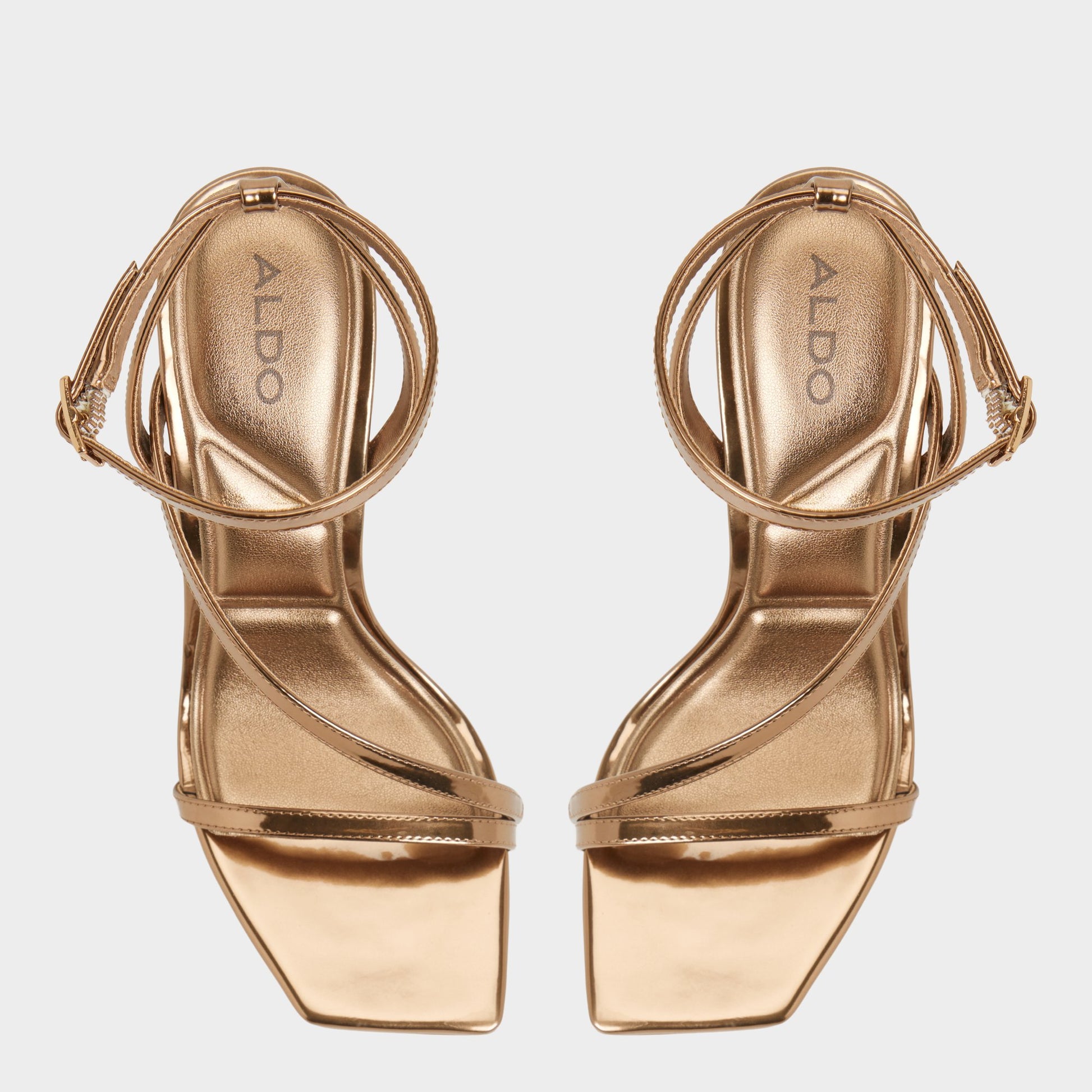Top-down view of the Bronze Scintilla Heeled sandal