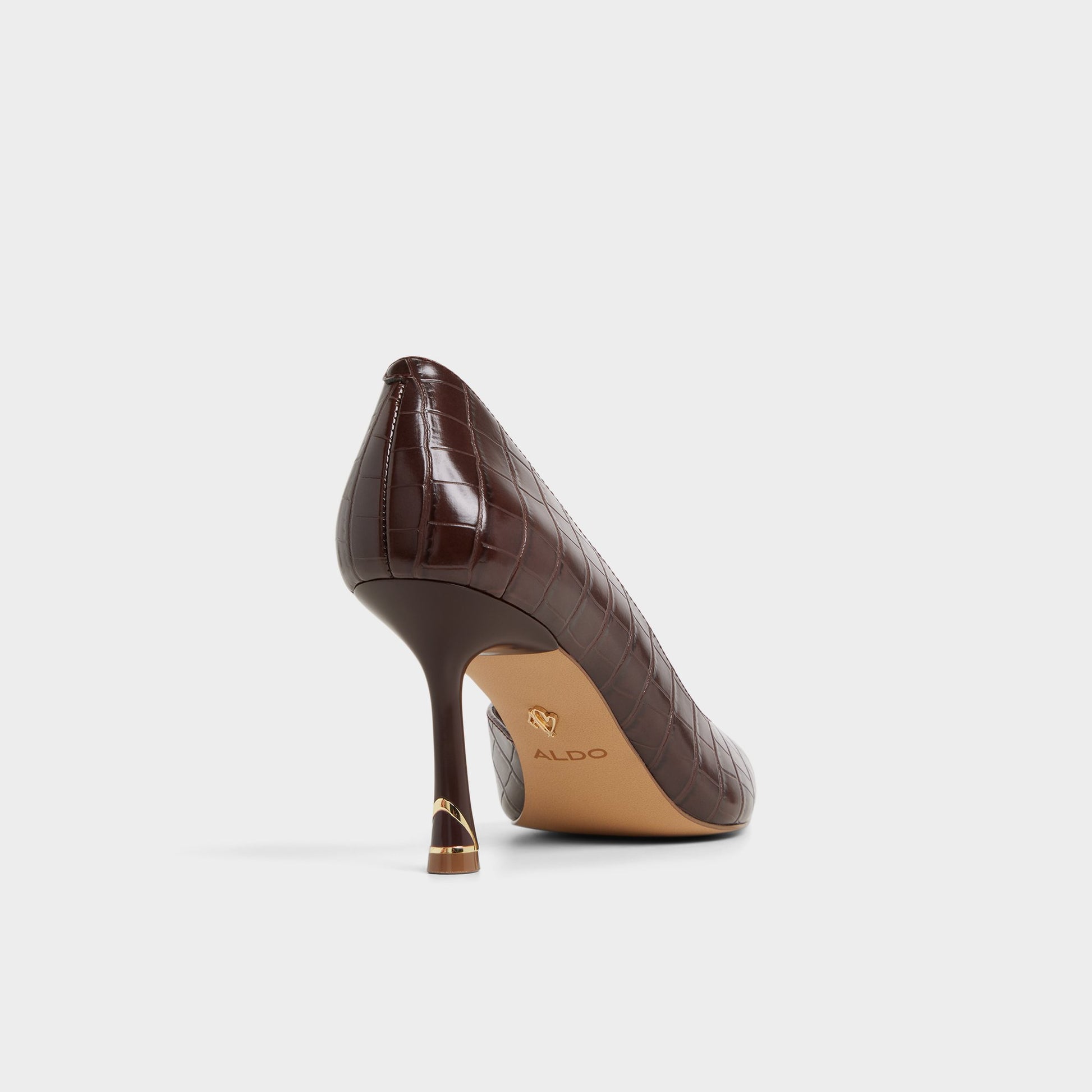 Three-quarter angle of Dark brown Livianna Pump's back side