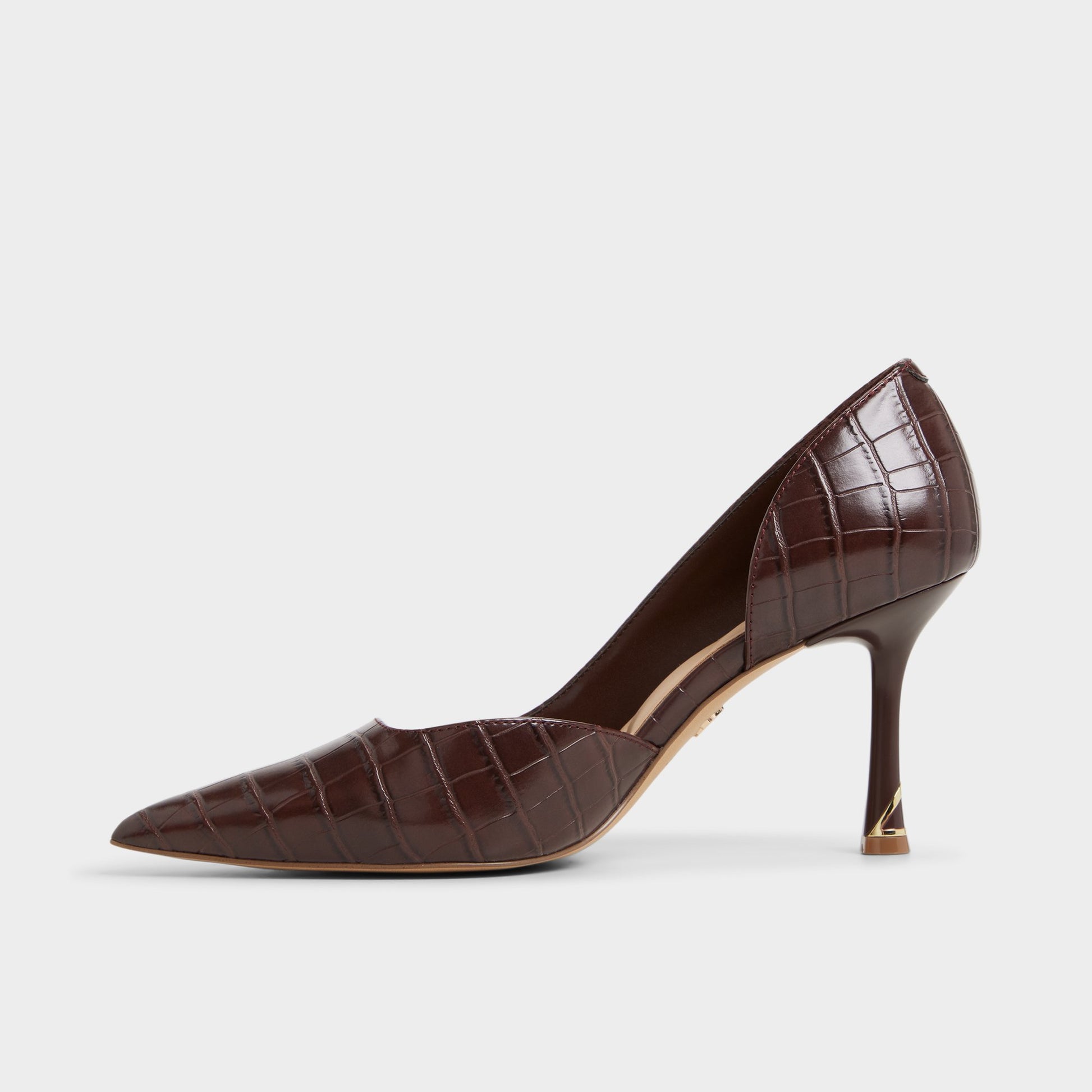 Side view of Dark brown Livianna Pump