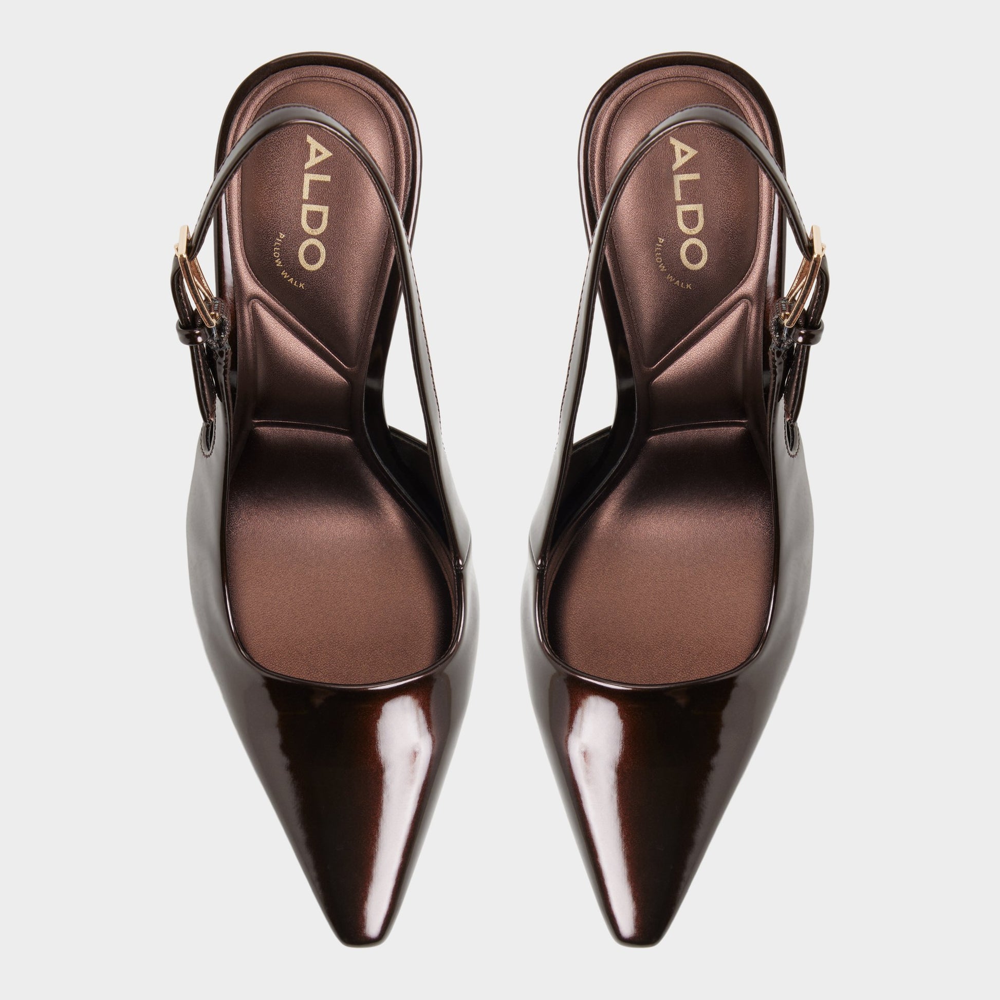 Top-down view of the Dark Brown Marysa Slingback heel
