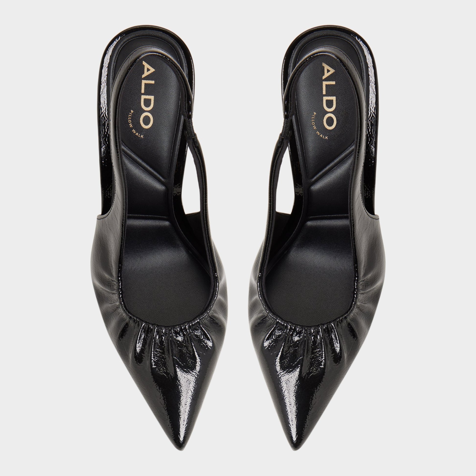 Top-down view of the Black Mystie Slingback heel