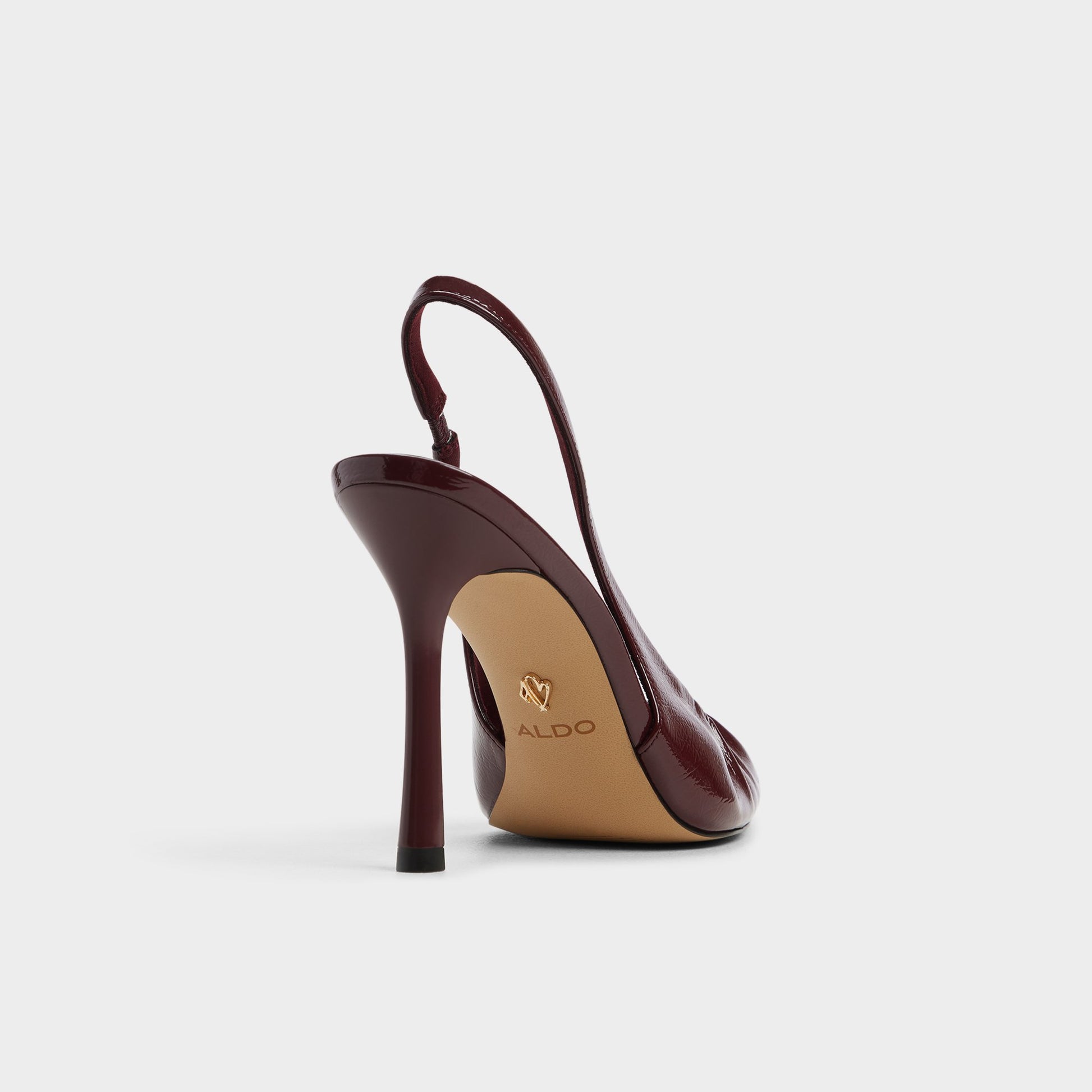 Three-quarter angle of Bordo Mystie Slingback heel's back side
