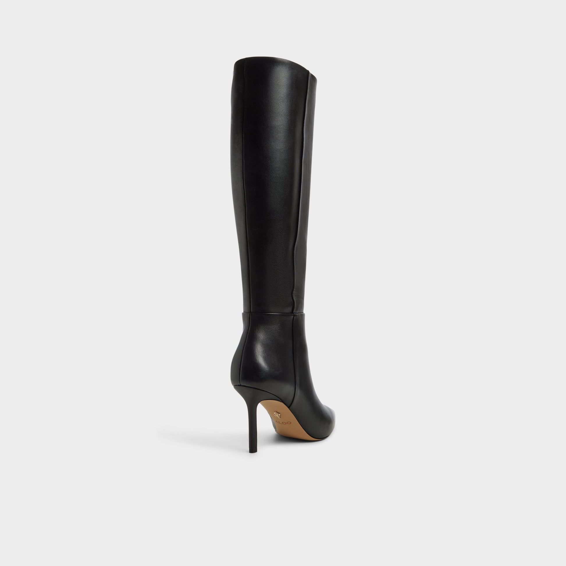 Three-quarter angle of Black Saphiria Knee-high boot's back side