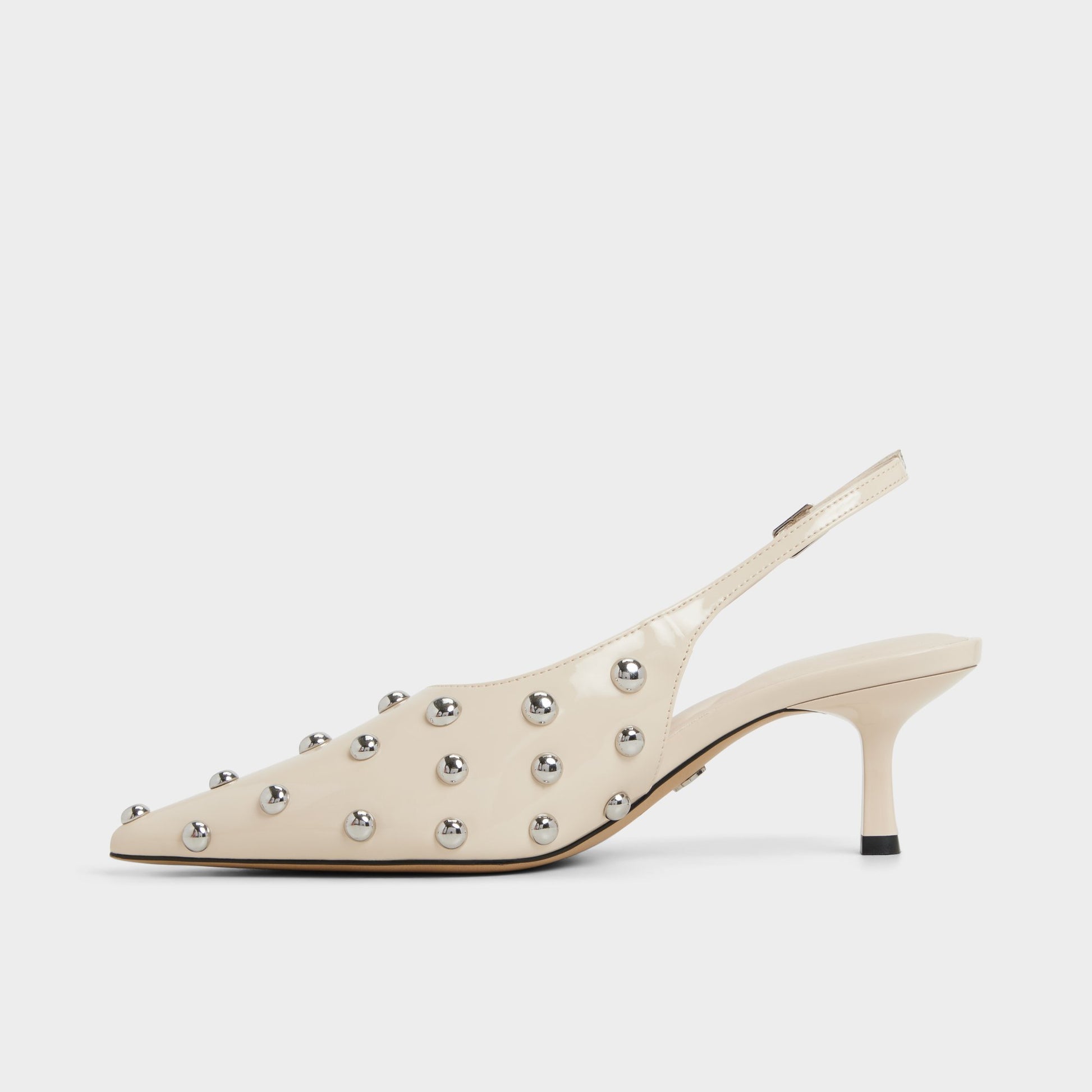 Side view of Cream Naiarah Slingback heel