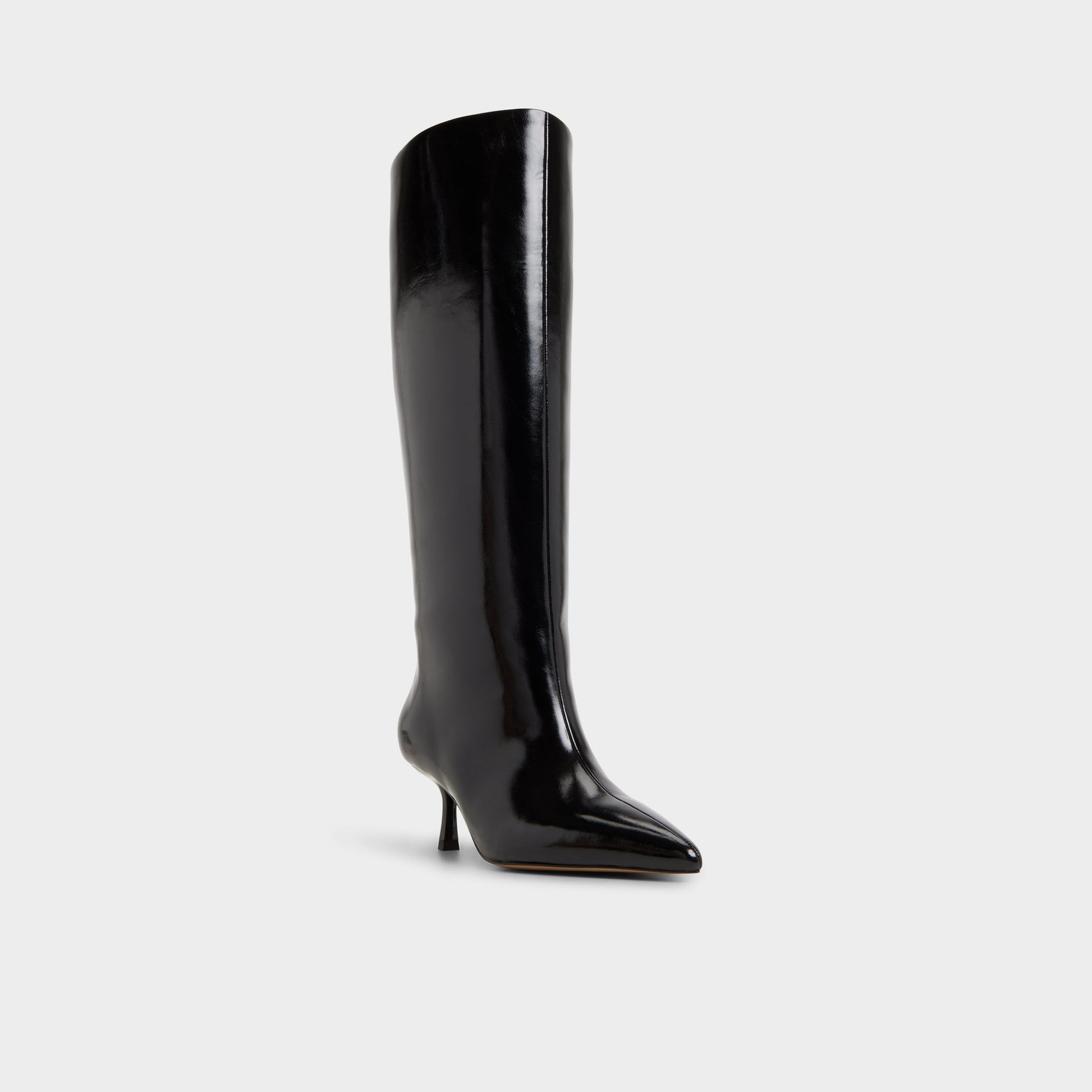 Three-quarter angle of Black Selora-wc Knee-high boot's front side