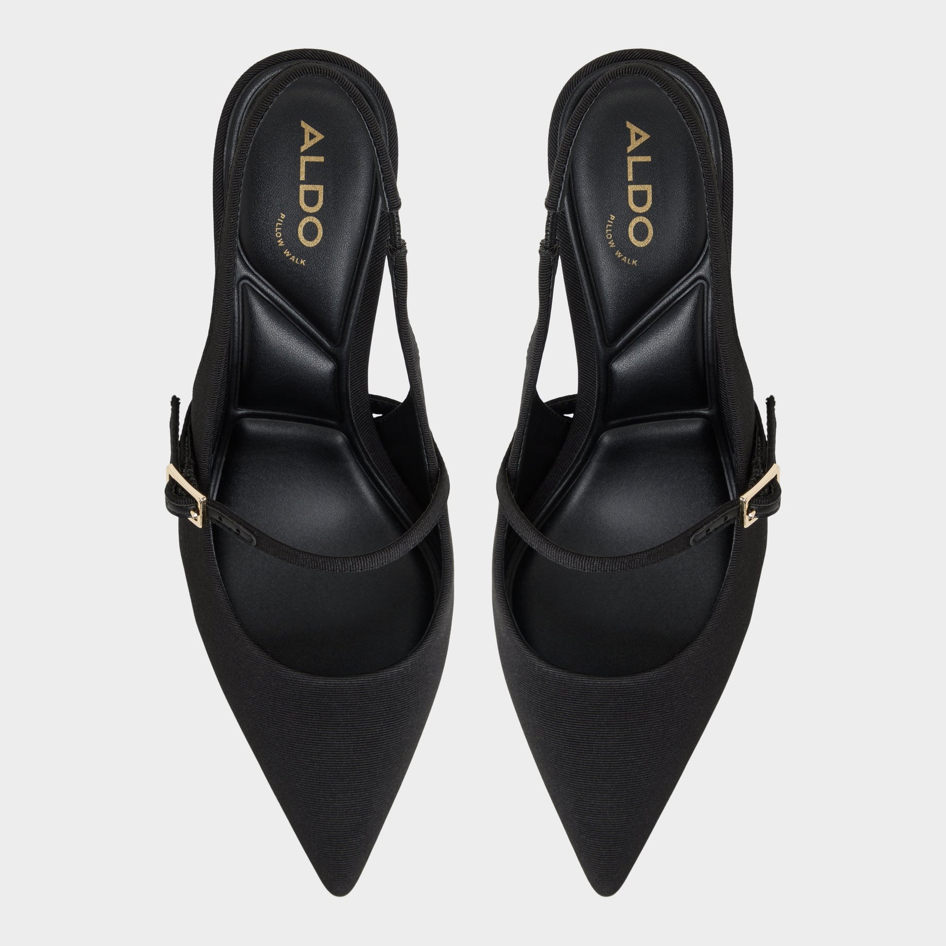 Top-down view of the Black Vestian Slingback heel