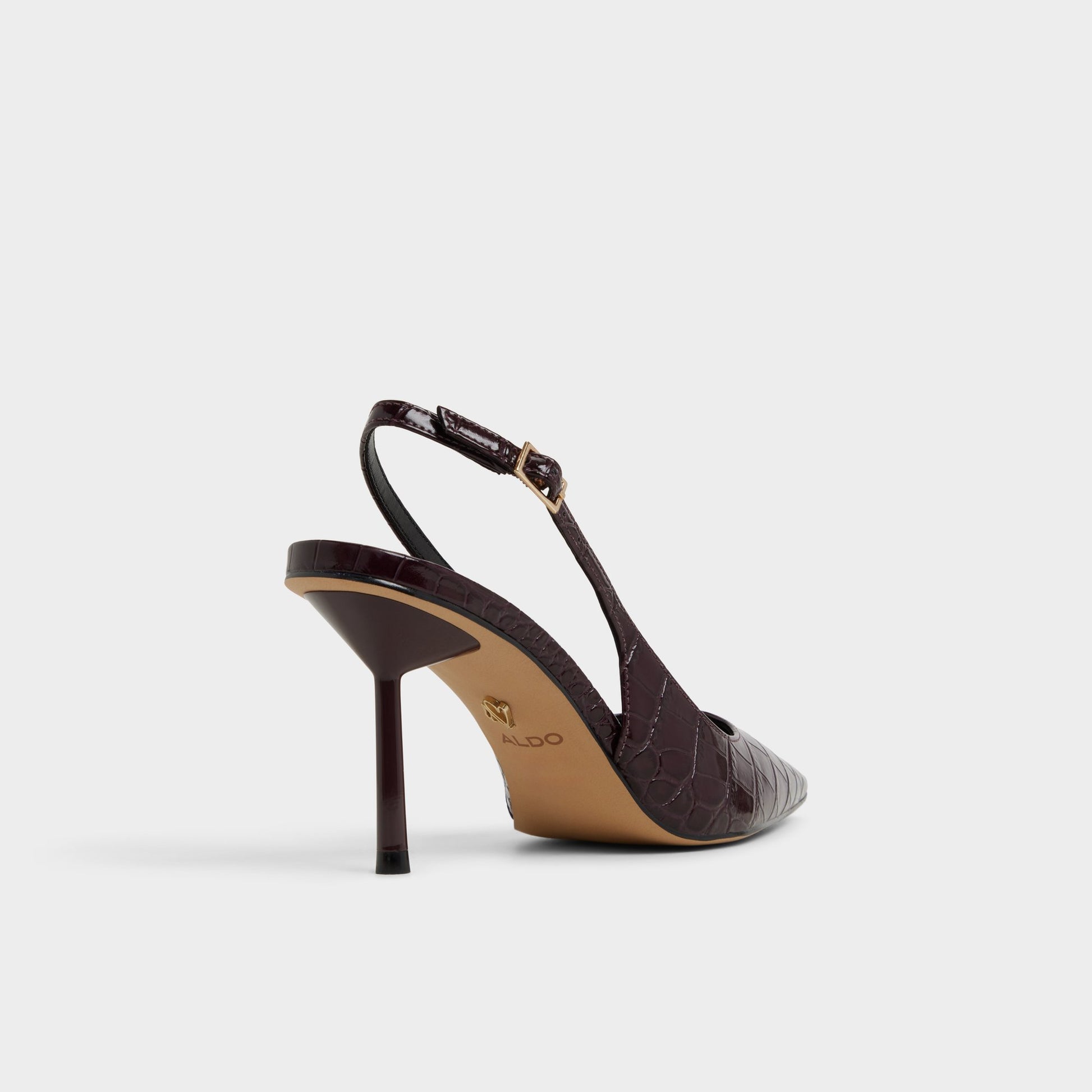 Three-quarter angle of Bordo Seralina Slingback heel's back side