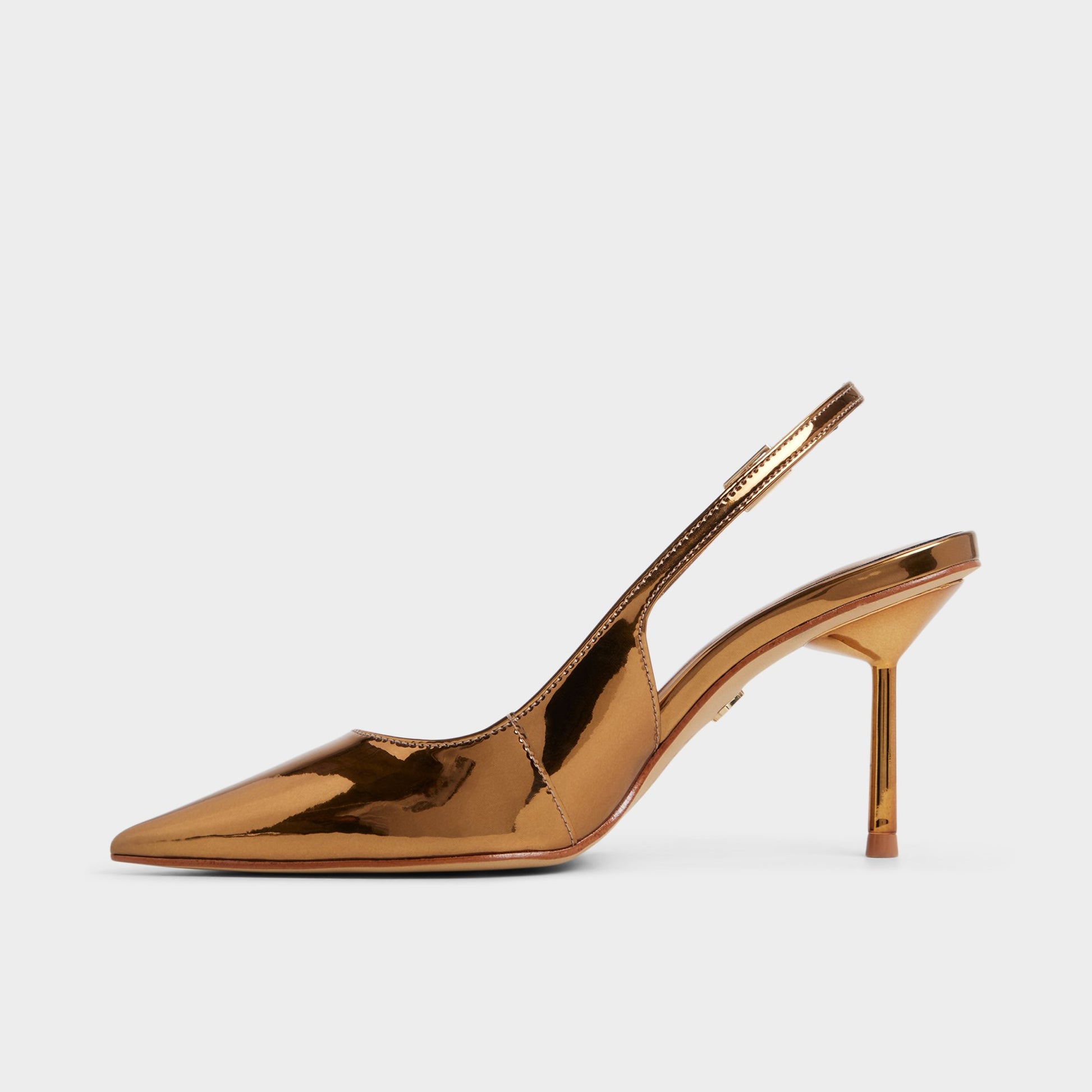 Side view of Bronze Seralina Slingback heel