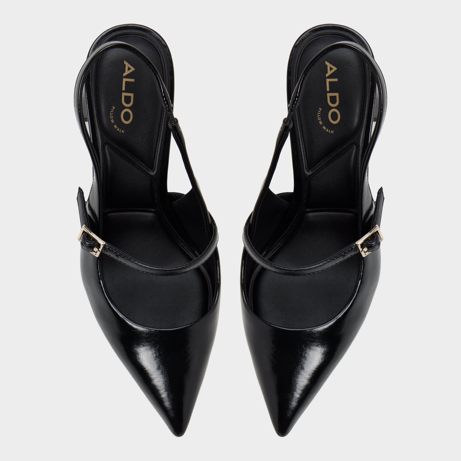Top-down view of the Other Black Vestian Slingback heel