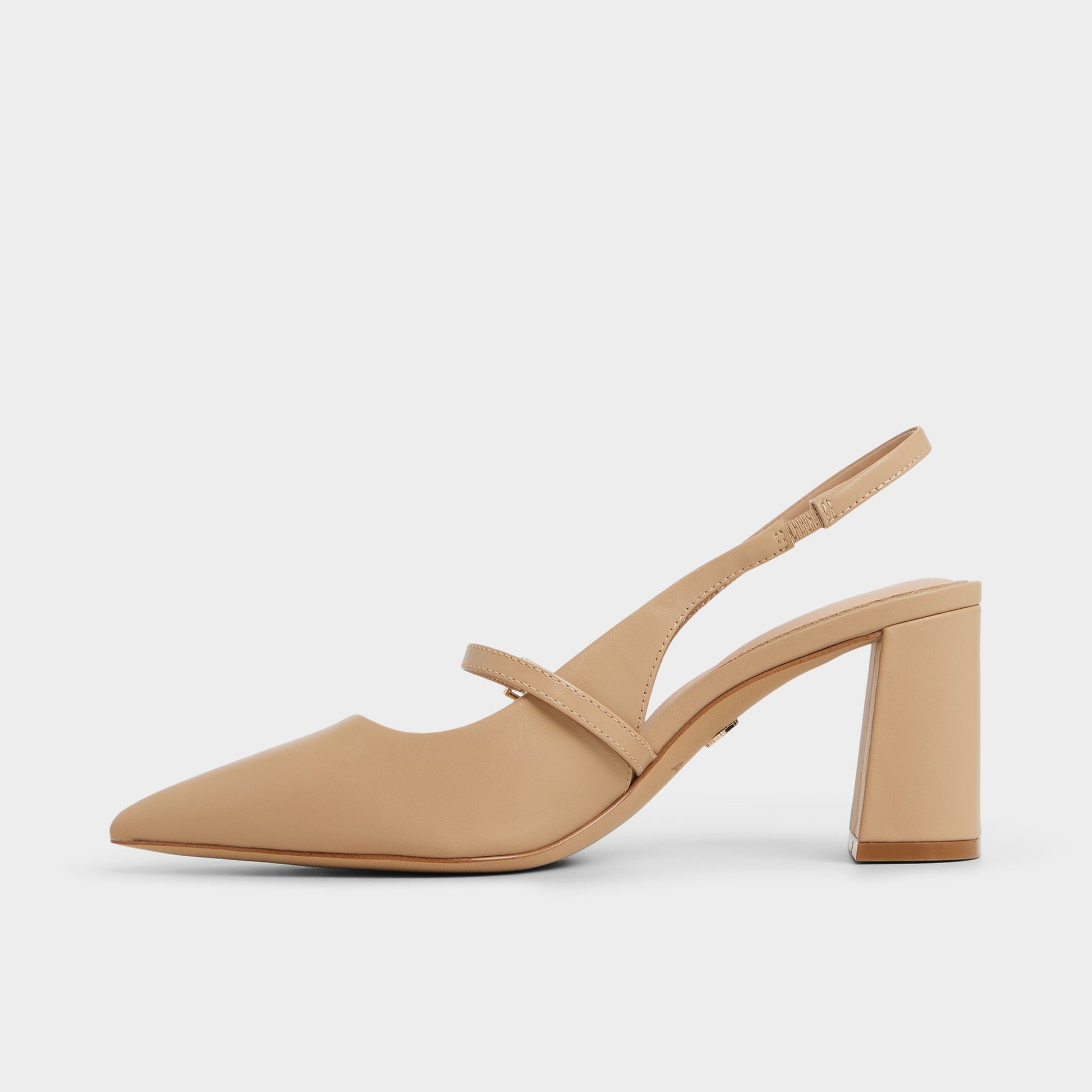 Vue latérale de Beige Vestian Talon haut à bride arrière