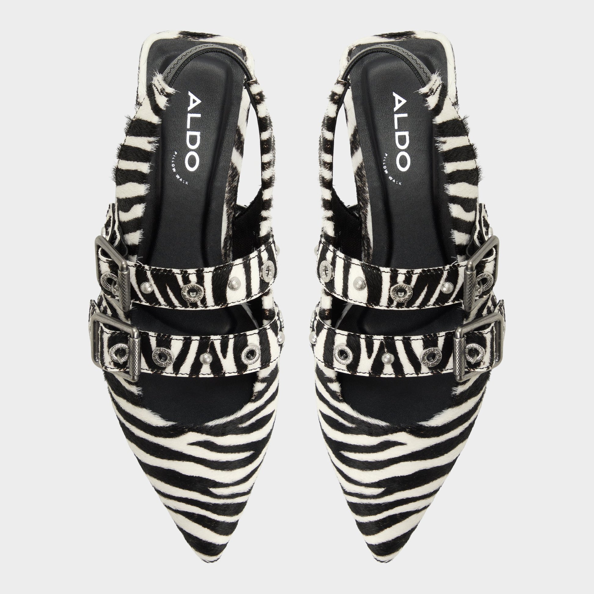 Top-down view of the White/Black Lotheillan Slingback ballerina