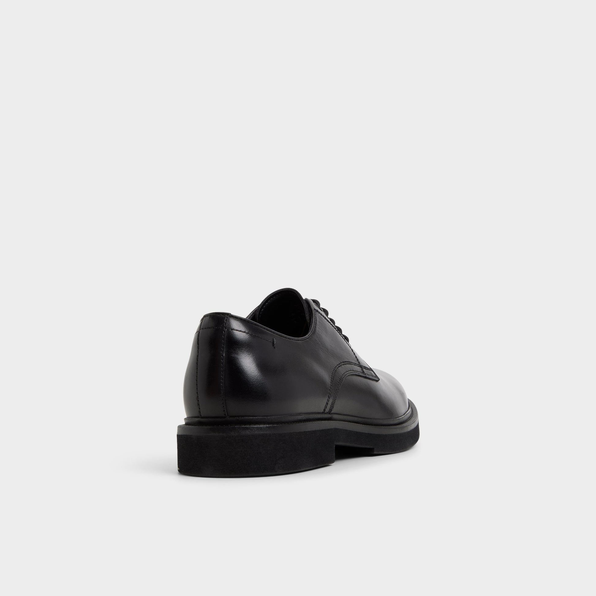 Three-quarter angle of Black Geoff Derby shoe's back side