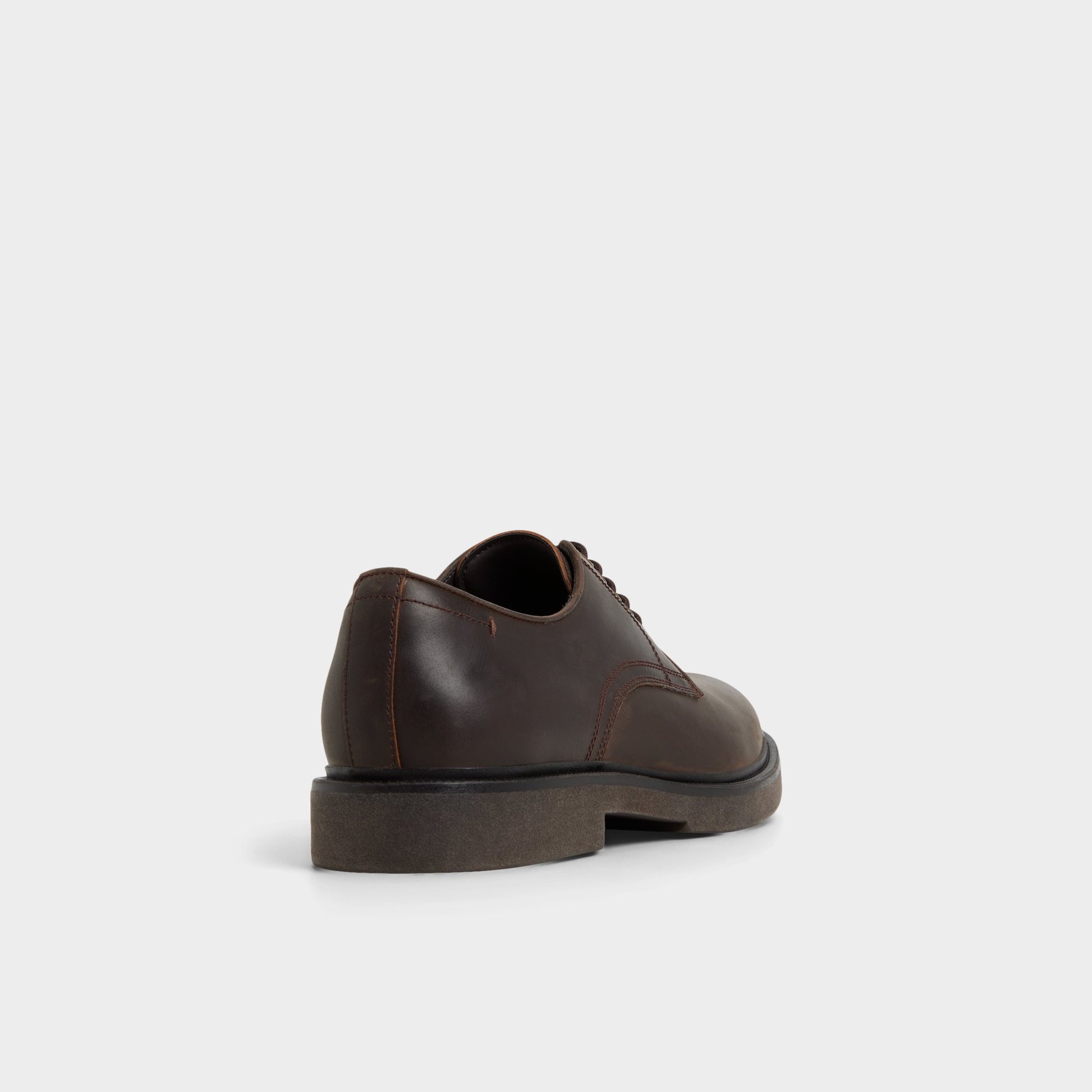 Three-quarter angle of Dark brown Geoff Derby shoe's back side