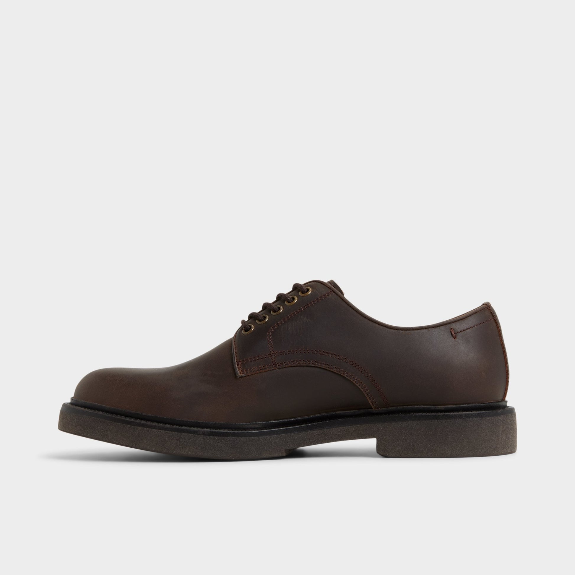 Side view of Dark brown Geoff Derby shoe