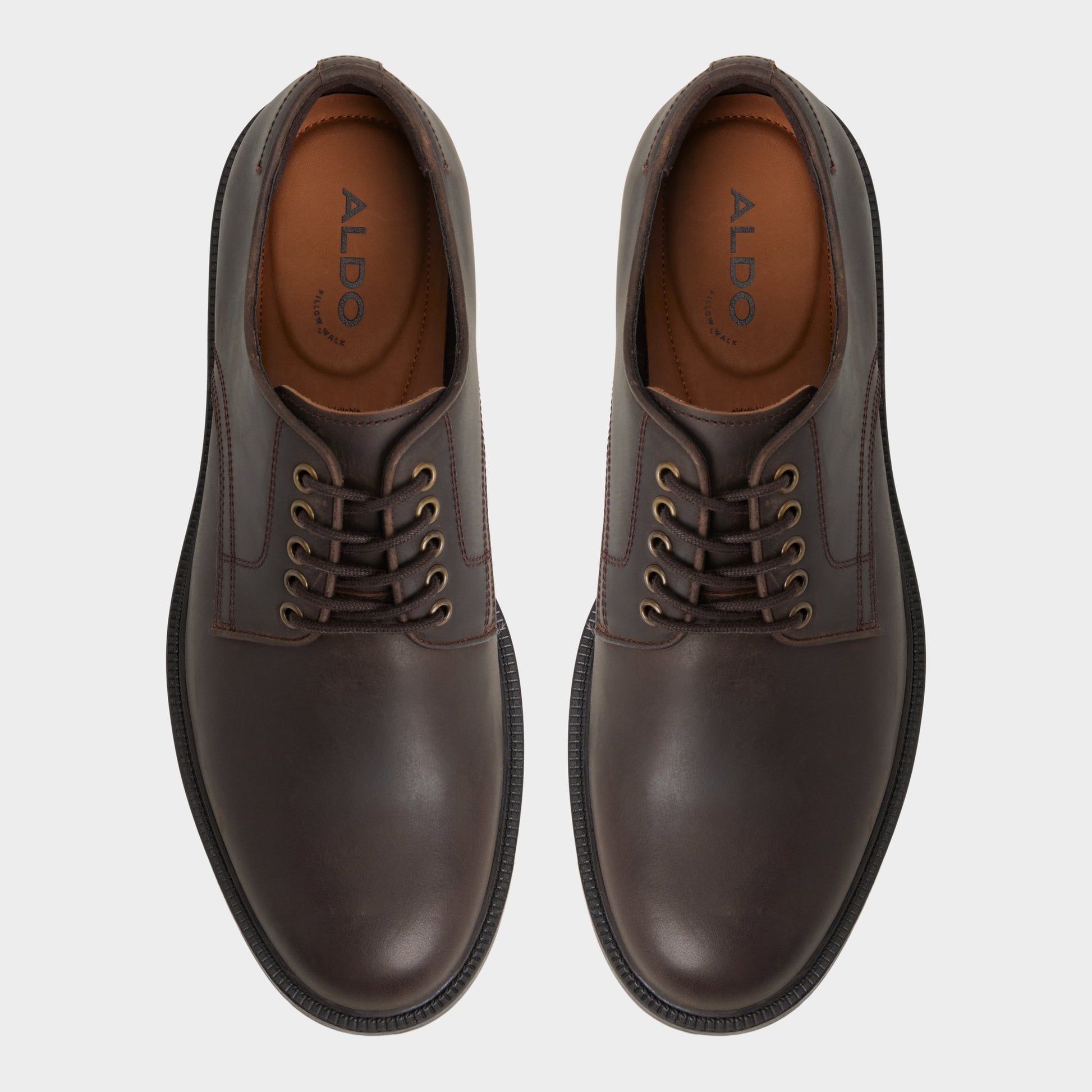 Top-down view of the Dark brown Geoff Derby shoe