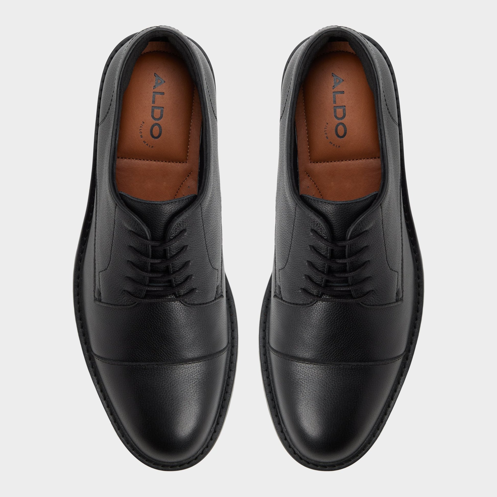 Top-down view of the Black Ferruci Derby shoe