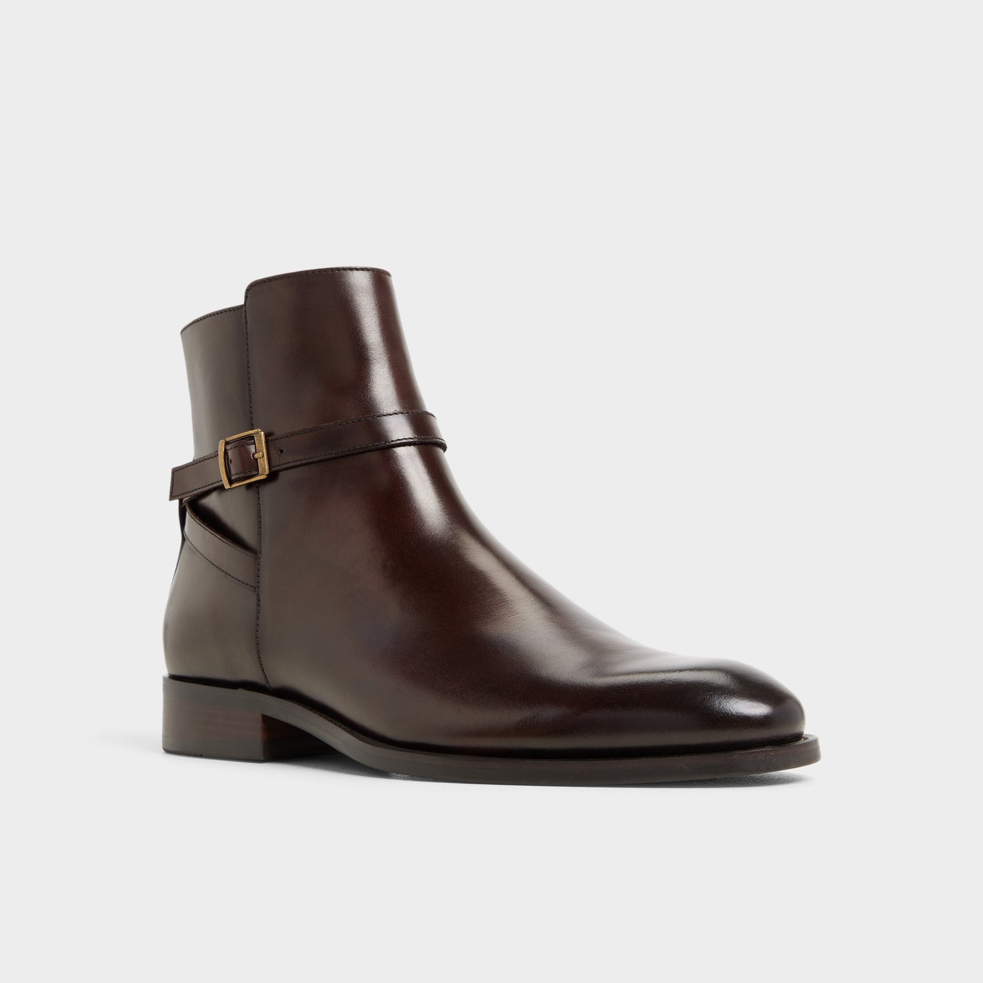 Three-quarter angle of Dark brown Visco Ankle boot's front side