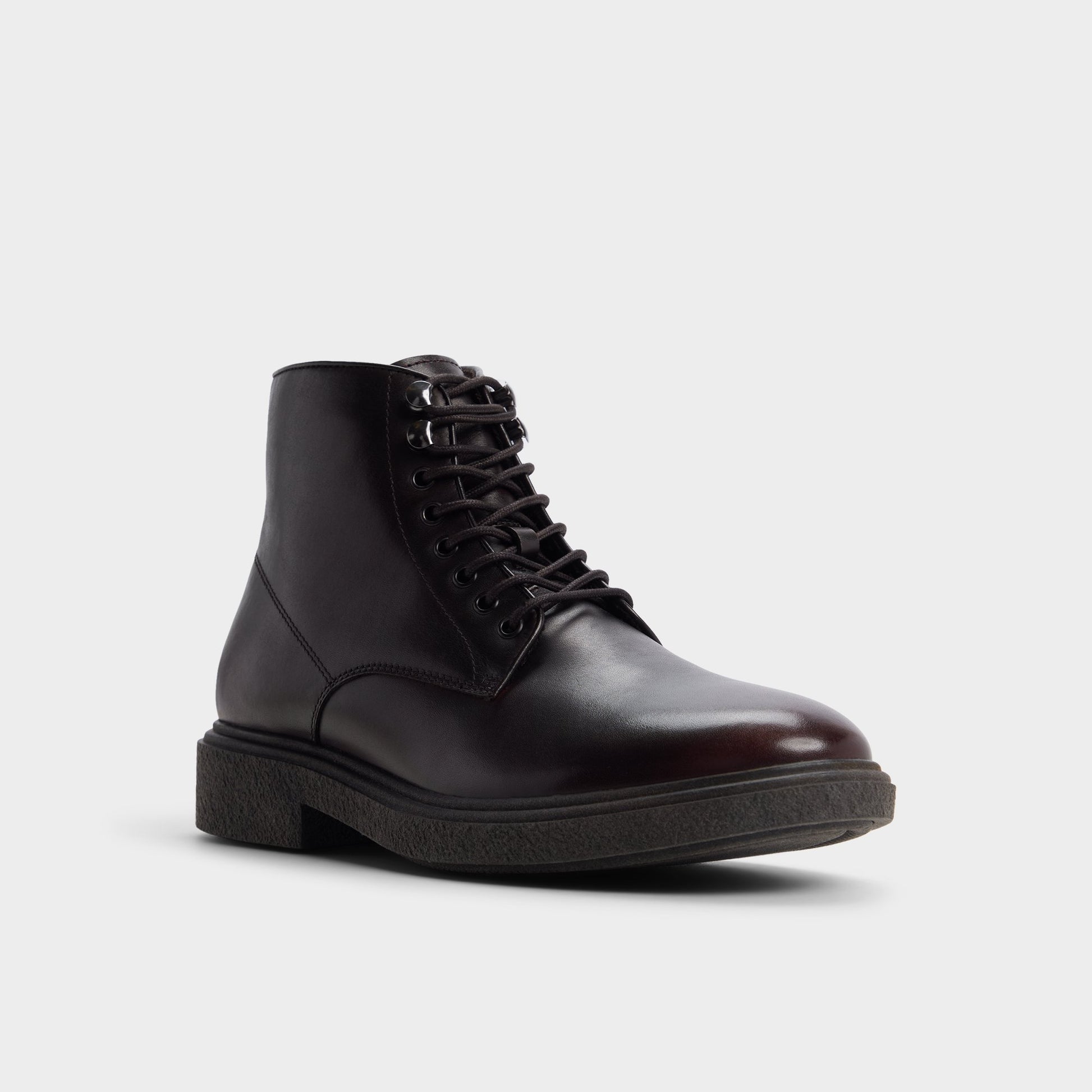 Three-quarter angle of Dark brown Walton Lace-up boot's front side