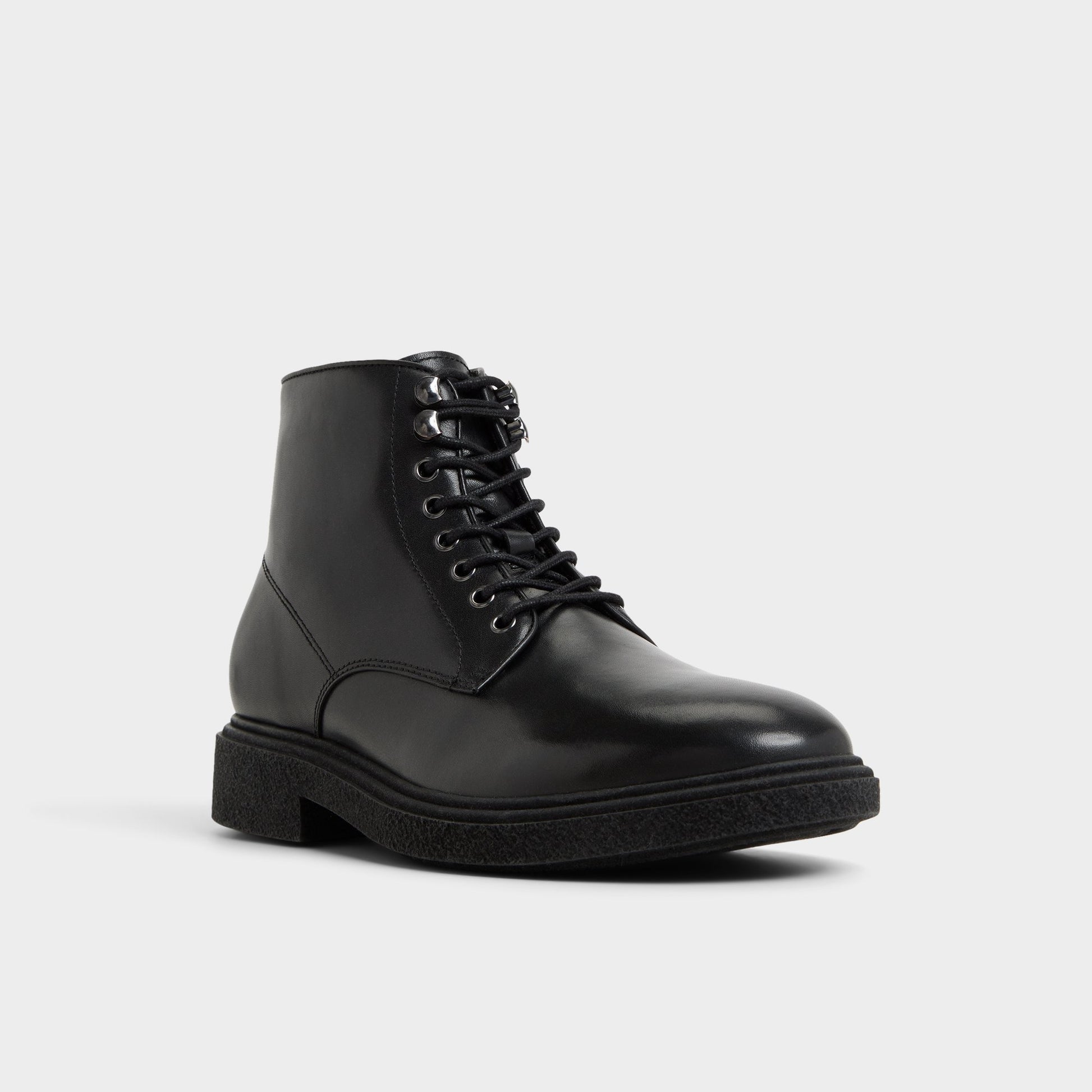 Three-quarter angle of Black Walton Lace-up boot's front side