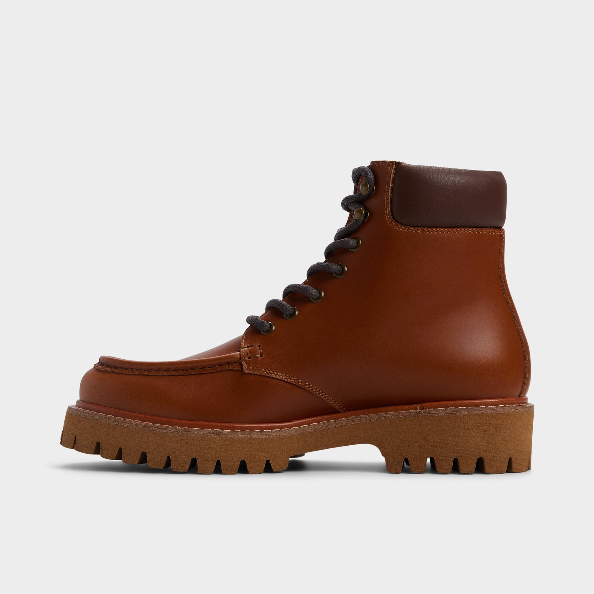 Side view of Cognac Grier Combat boot