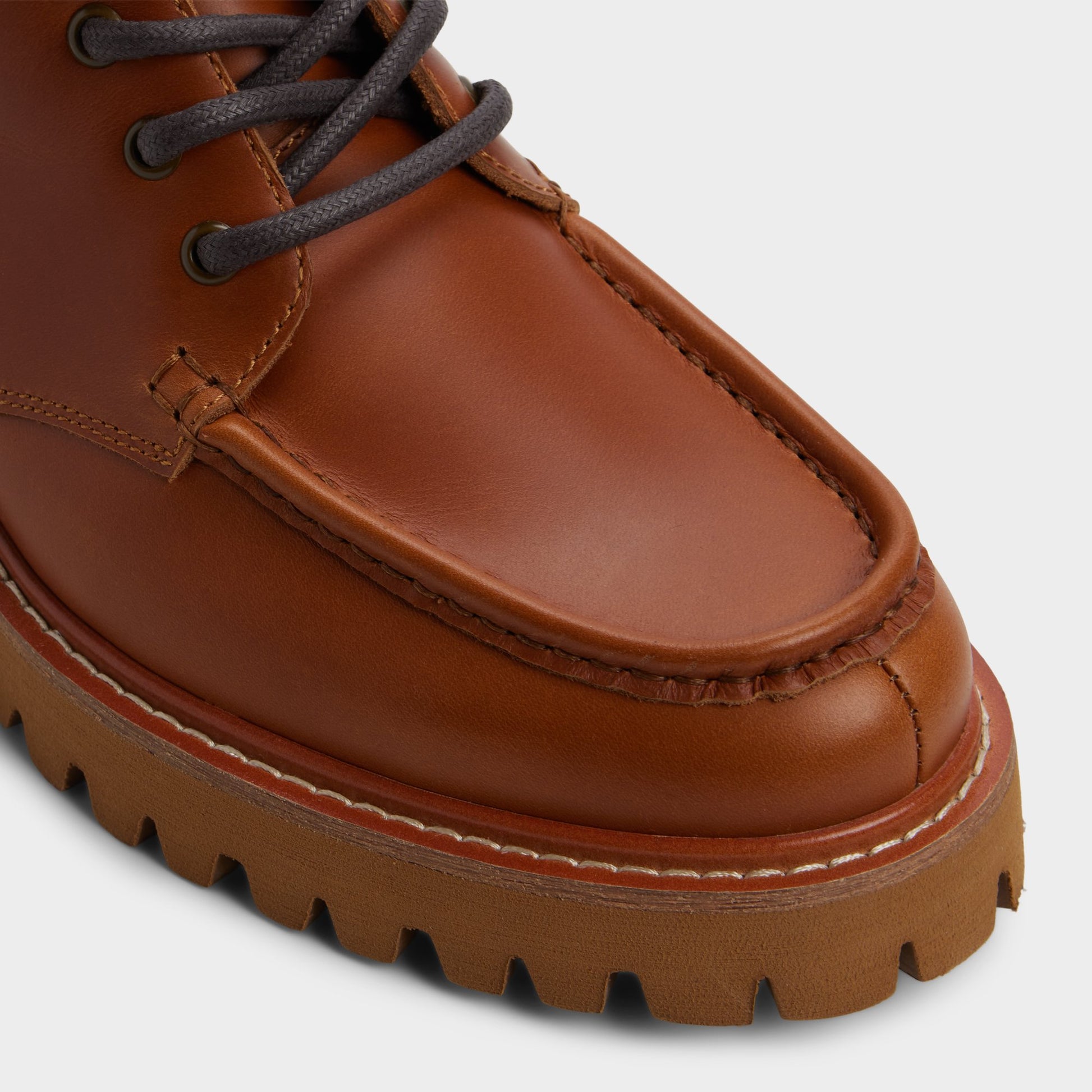 Close-up of the Cognac Grier Combat boot