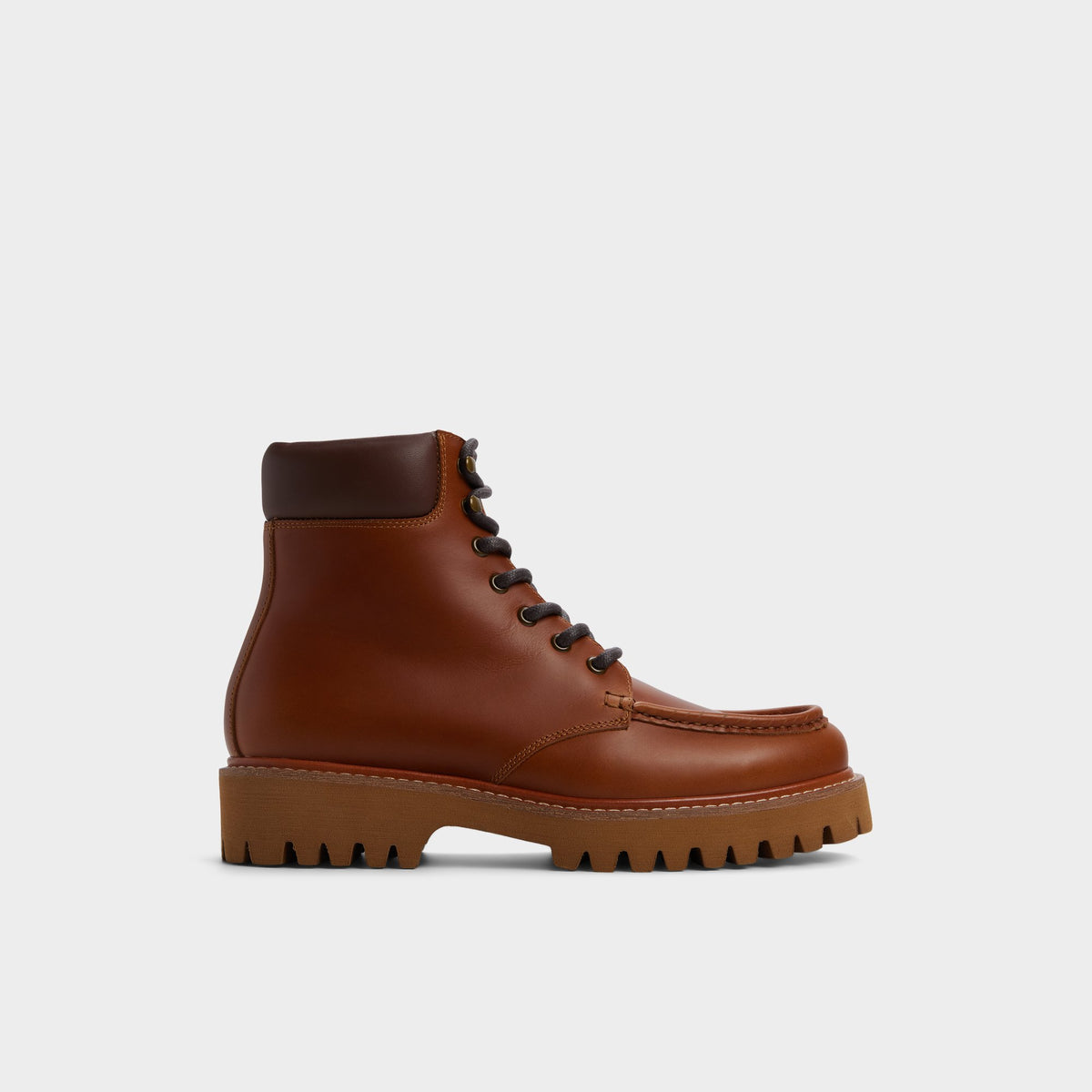 Aldo Brown Leather Combat Boots Men’s 9 – Side Zip Lace-Up Cap Toe Lug Sole Combat Suede Zipper Boots | Reid | Men main image 2