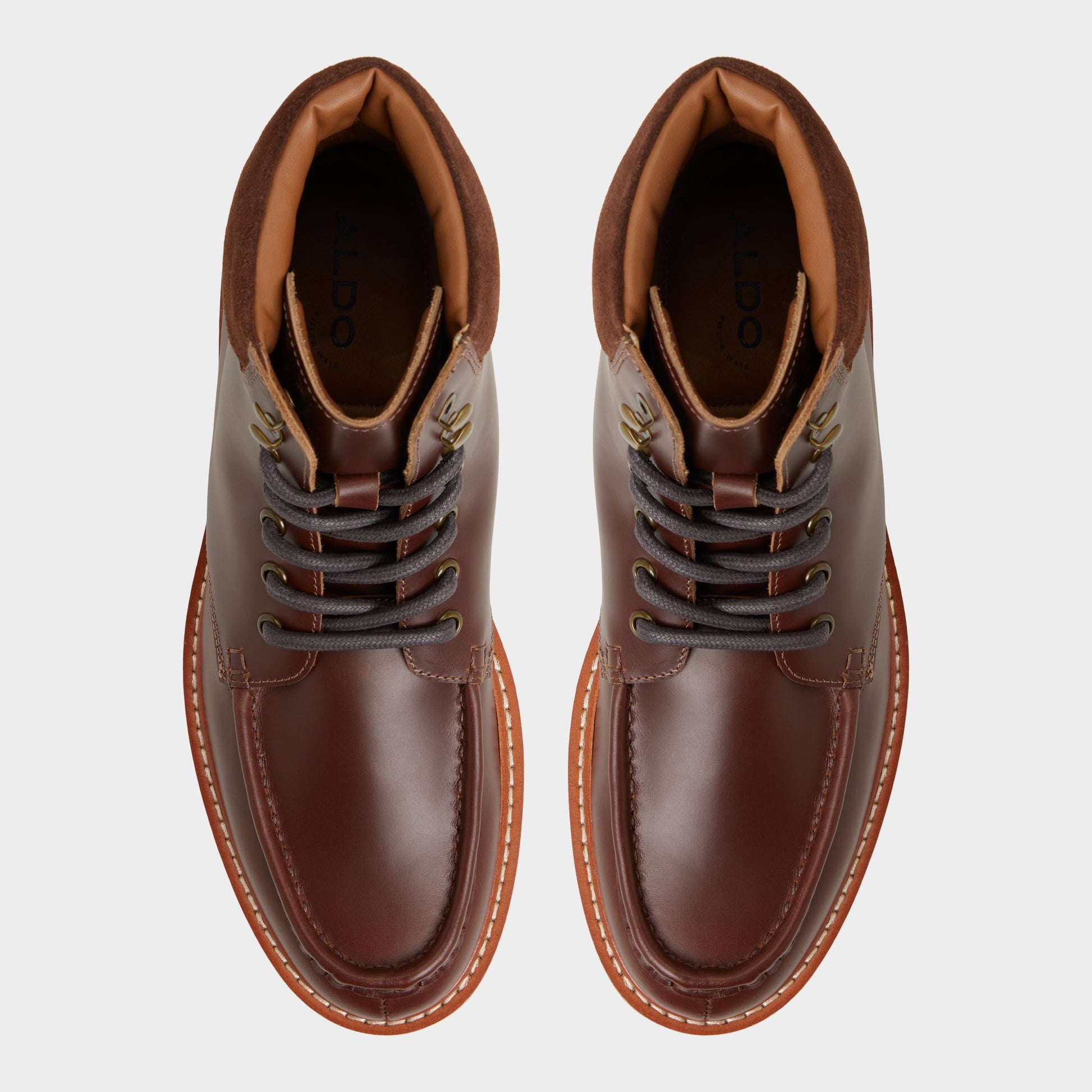 Top-down view of the Medium brown Grier Combat boot