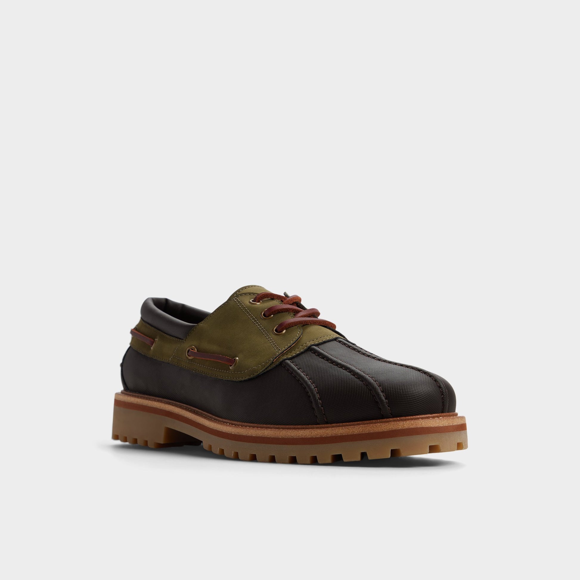 Three-quarter angle of Brown Primary - Multi Finn Boat shoe's front side