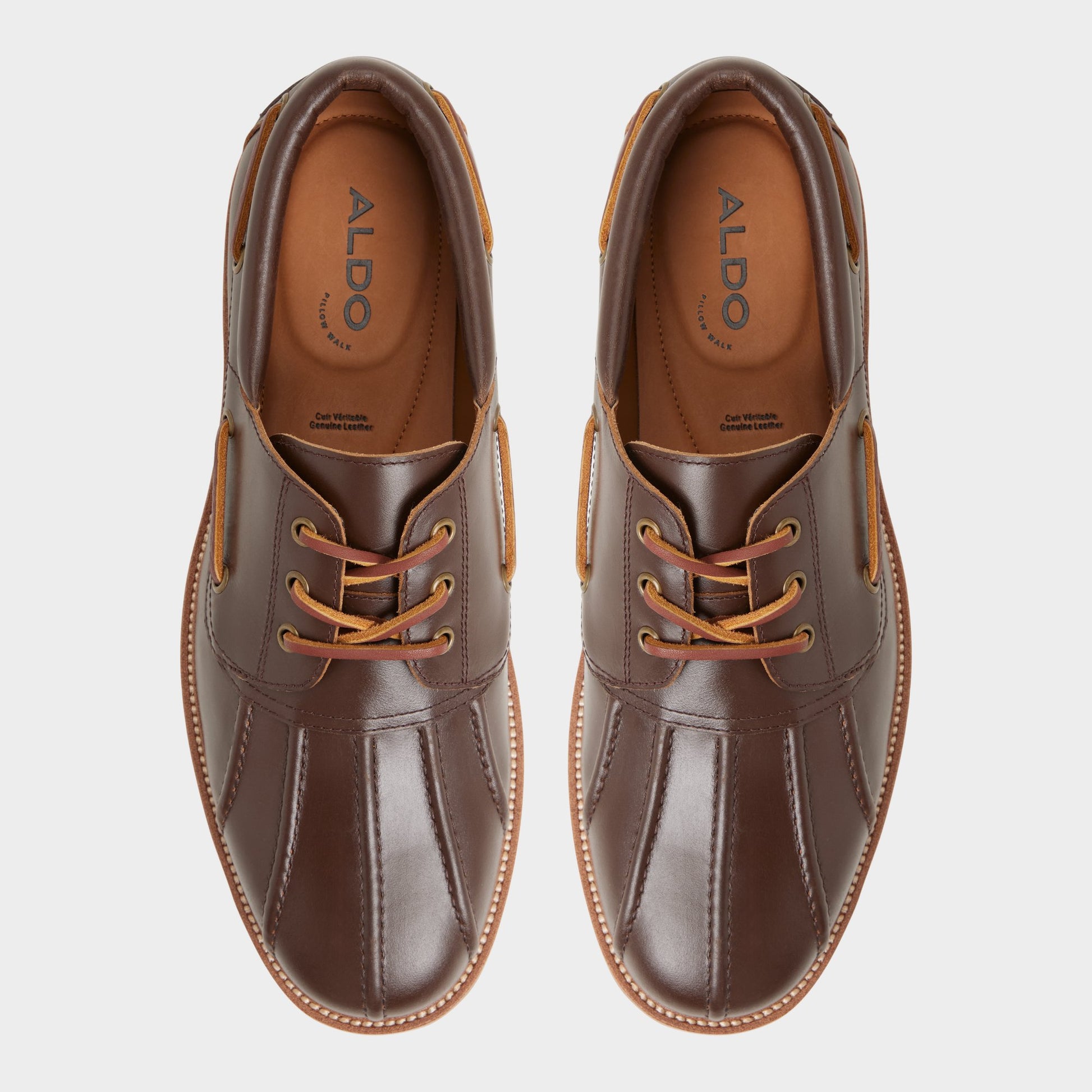 Top-down view of the Medium Brown Finn Boat shoe