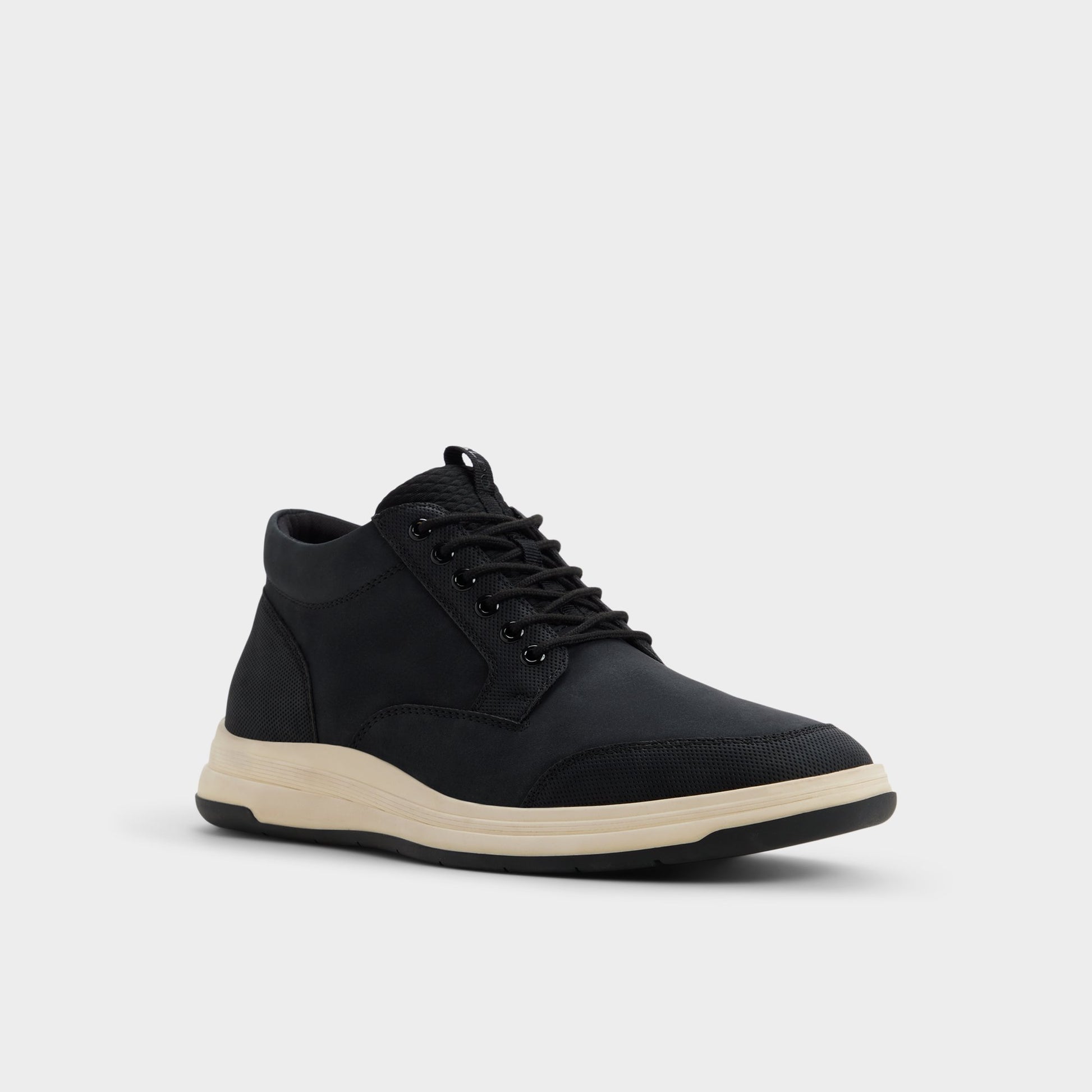 Three-quarter angle of Black Kodey Oxford shoe's front side