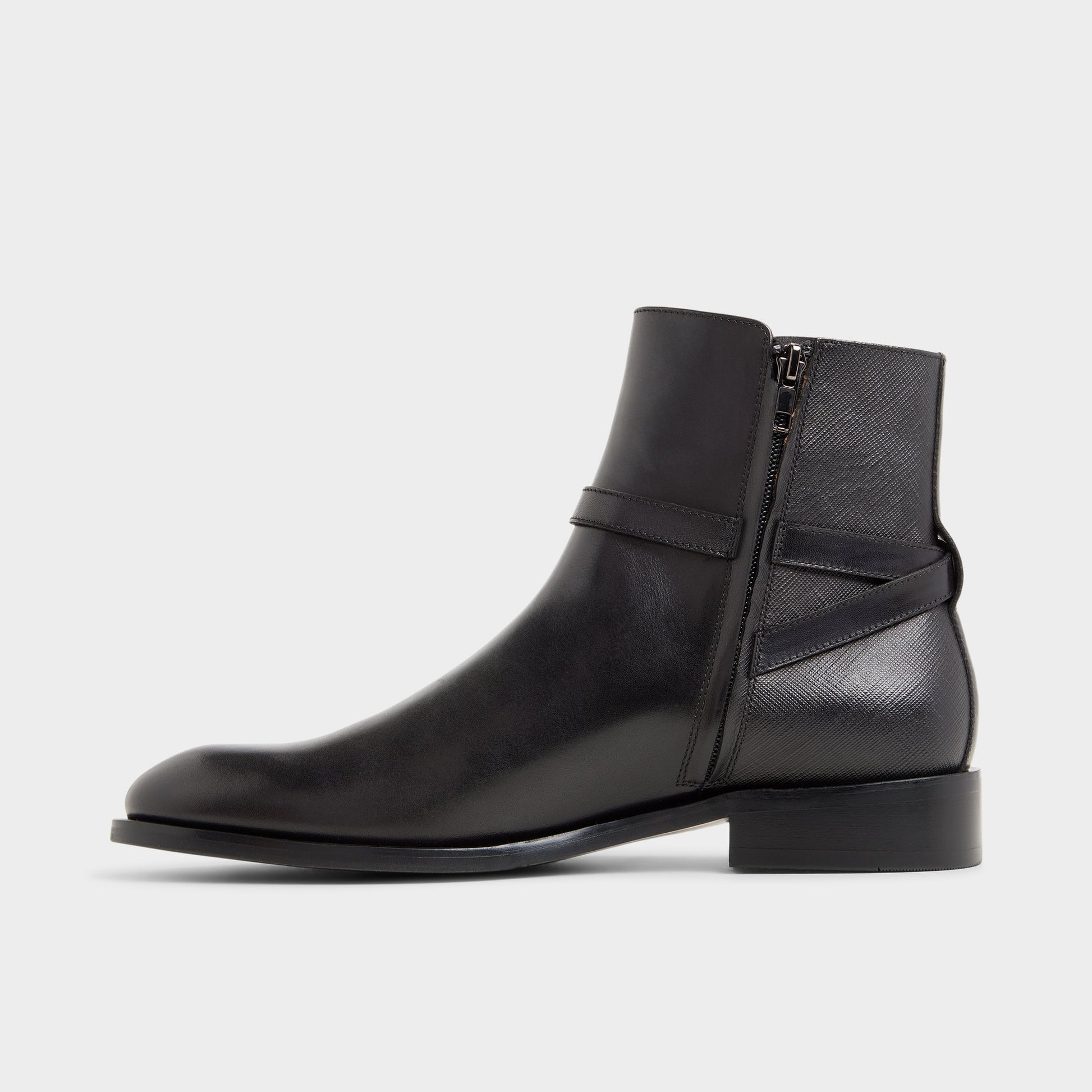 Side view of Open black Visco Ankle boot