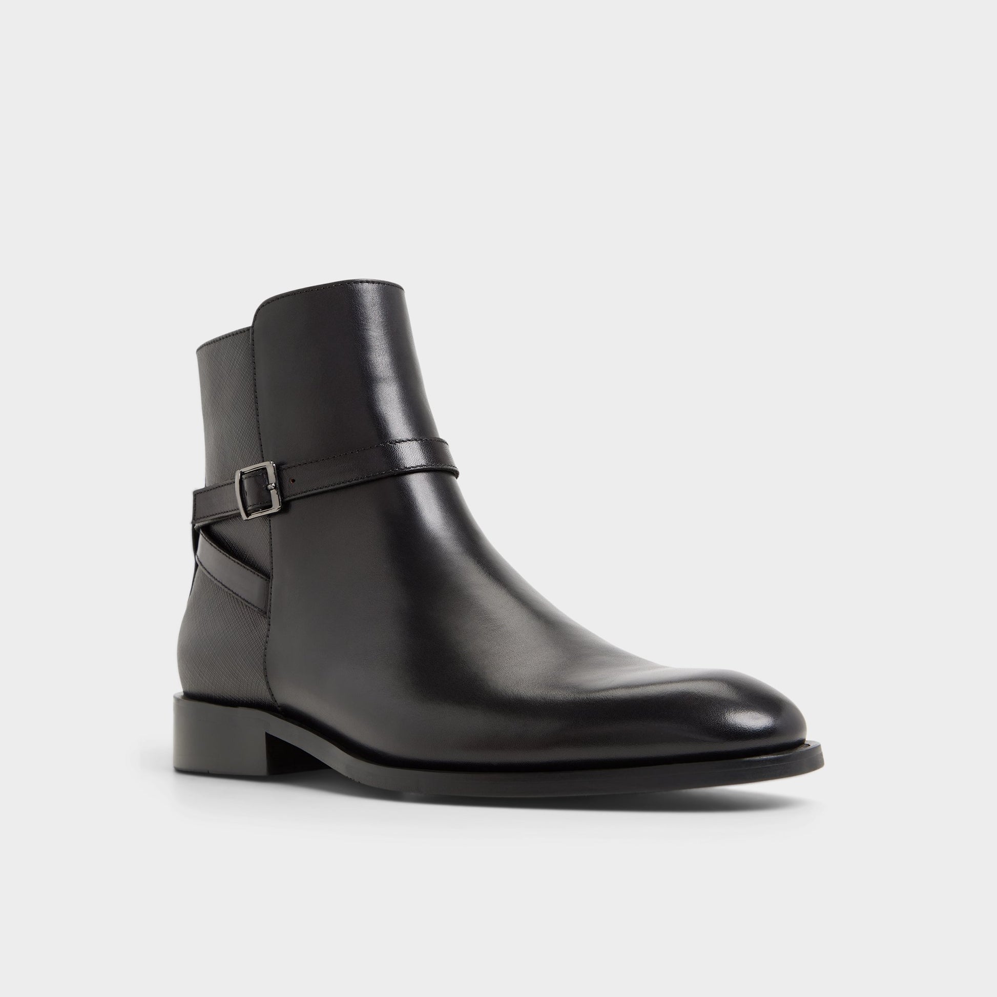 Three-quarter angle of Open black Visco Ankle boot's front side