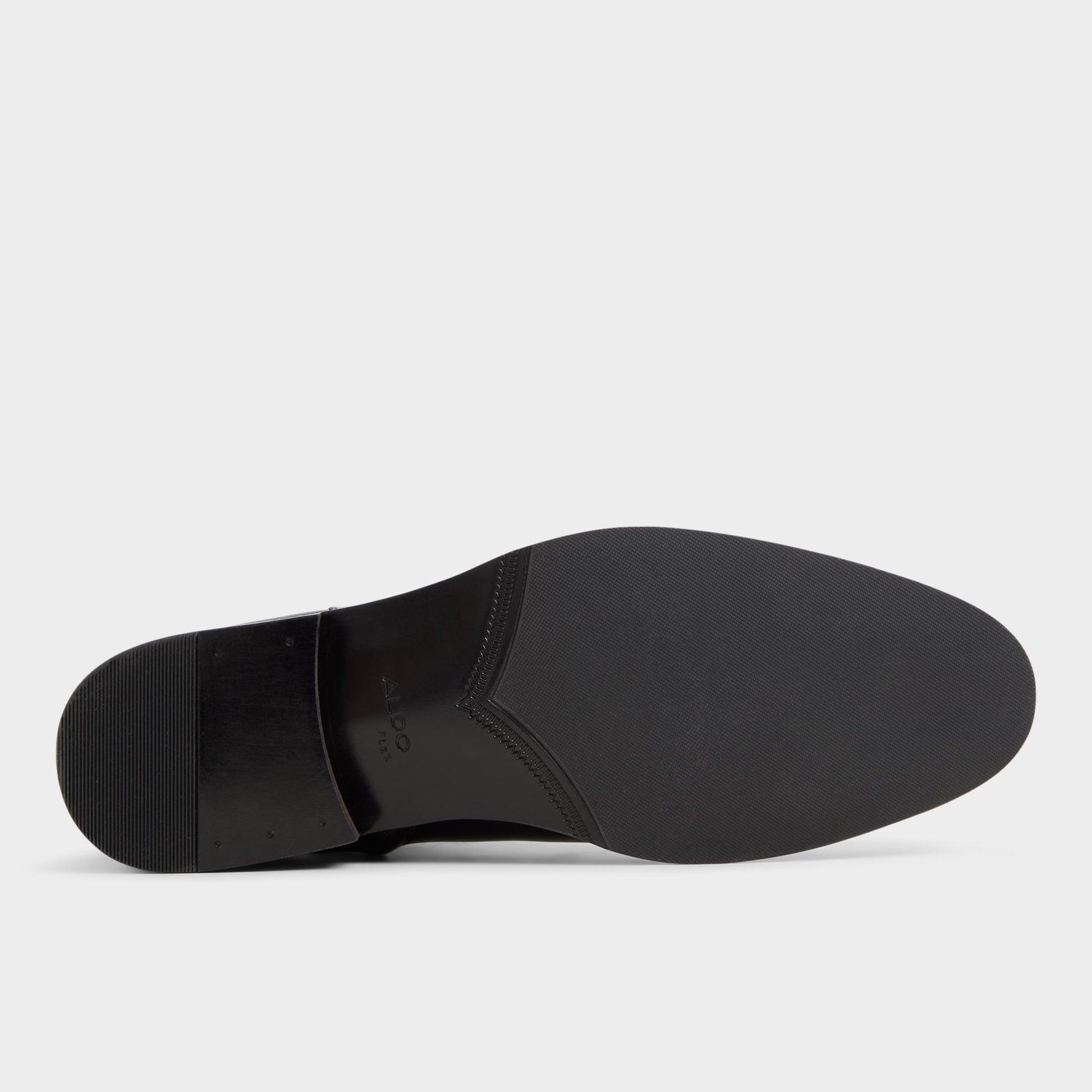 View of Open black Visco Ankle boot's sole