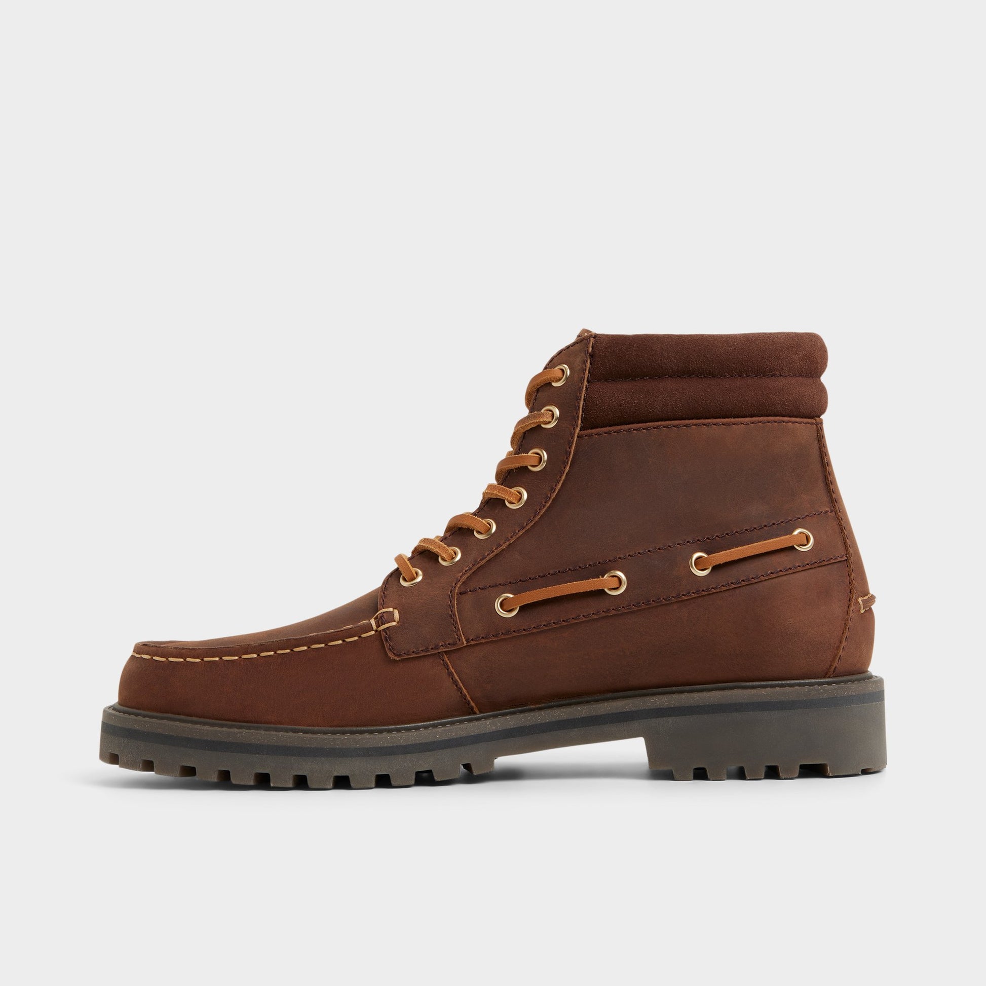 Side view of Medium Brown Farrell Combat boot