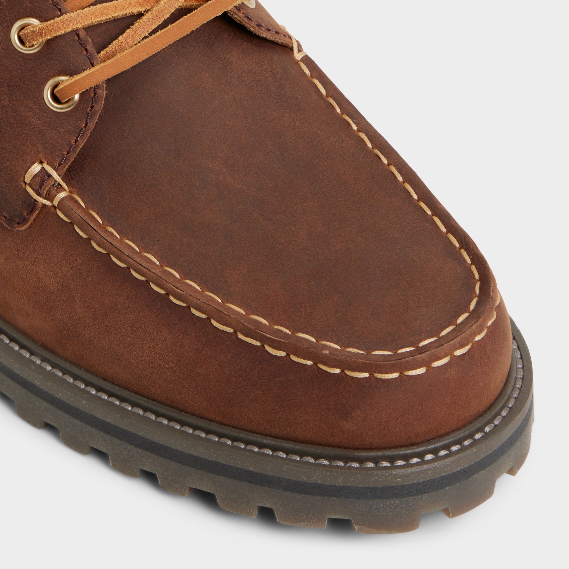 Close-up of the Medium Brown Farrell Combat boot